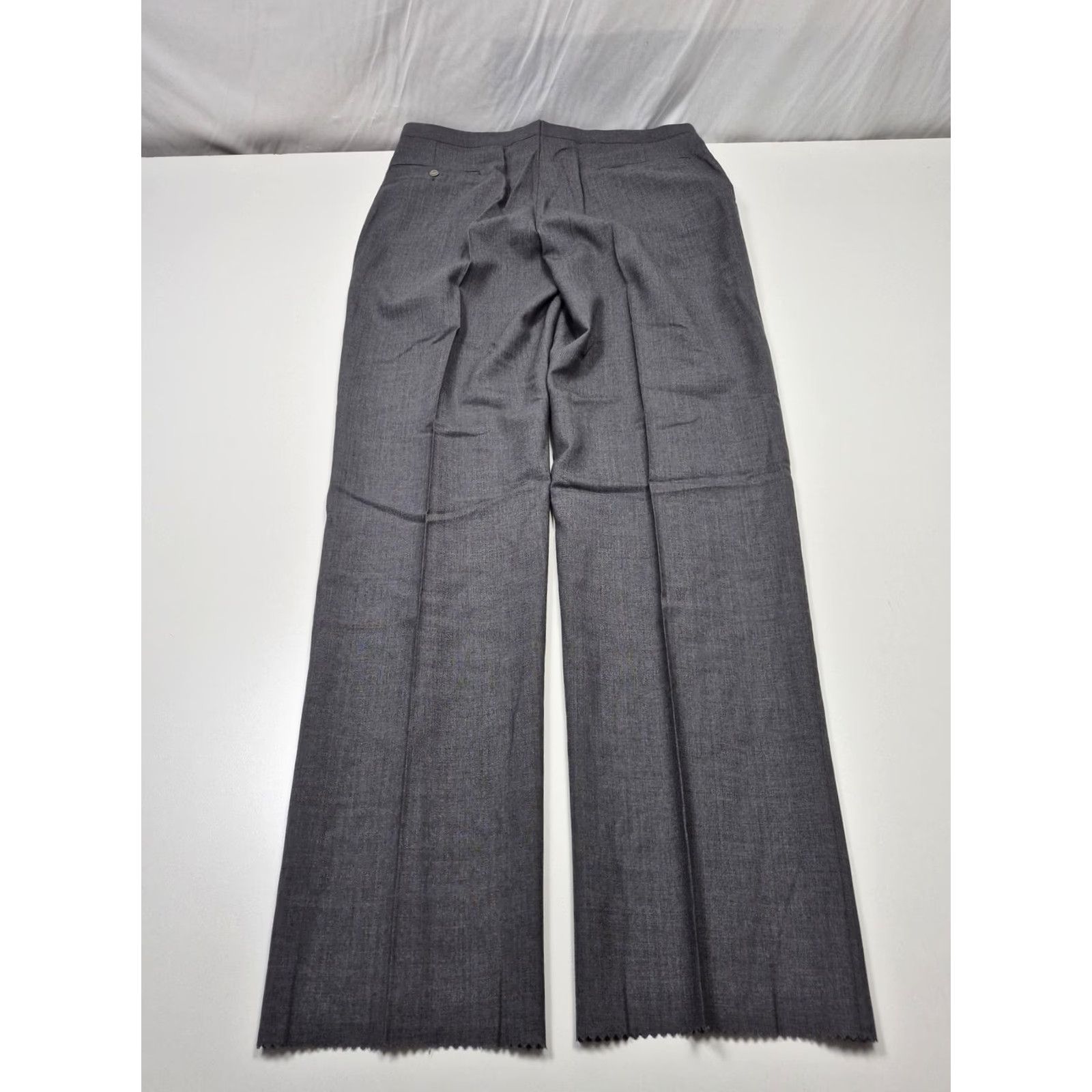 Vintage Sansabelt Dress Pants Mens 36x36 Gray Wool Pleated Straight Unhemmed Mens Dress Pants Wool Solid Gray 36 Inseam 36 In Front Zip Button Tab Pockets Size US 36 / EU 52 - 5 Thumbnail