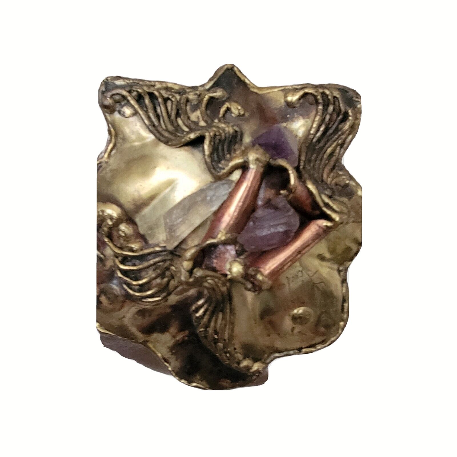 Nomad Copa Collection Amethyst Brass Crystals Vintage Leather Bag Size ONE SIZE - 5 Thumbnail