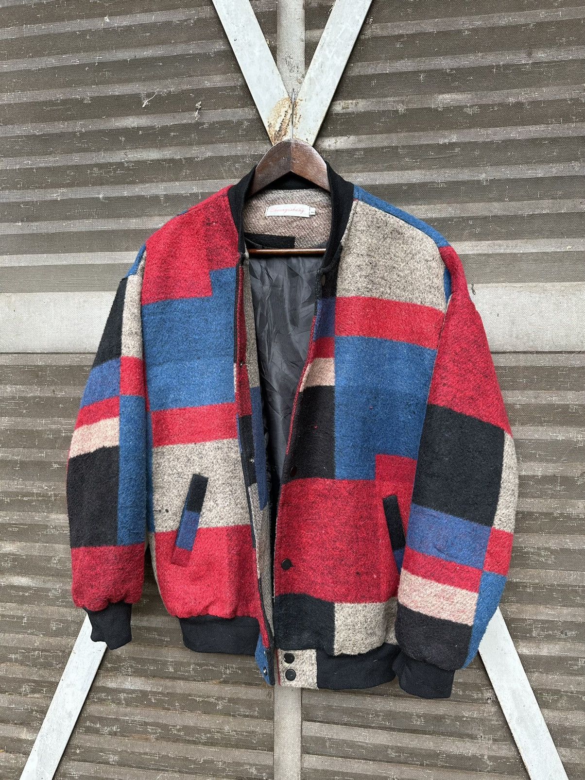 Japanese Brand 👹Japanese Brand Multicolour Patch Wool Bomber Jacket Size US M / EU 48-50 / 2 - 10 Thumbnail