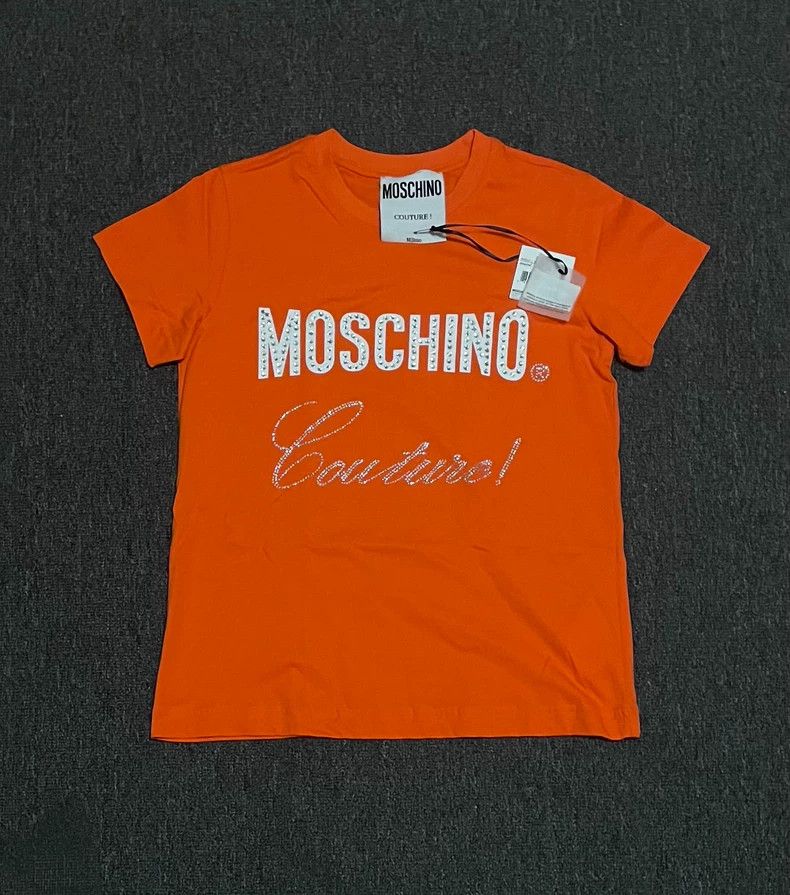 Moschino Moschino Women's Embellished Orange T-Shirt-yf Size US XS / EU 42 / 0 - 1 Thumbnail