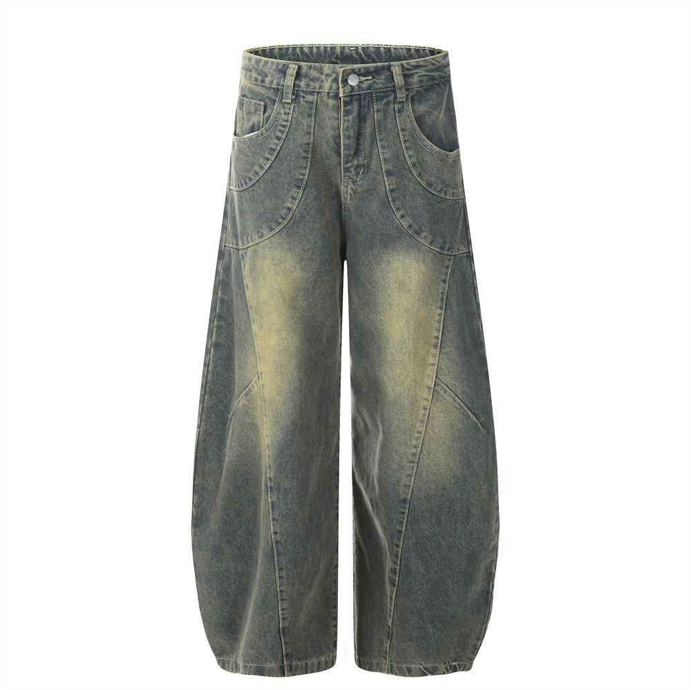 Vintage American retro distressed washed curved jeans for men Size US 32 / EU 48 - 1 Thumbnail