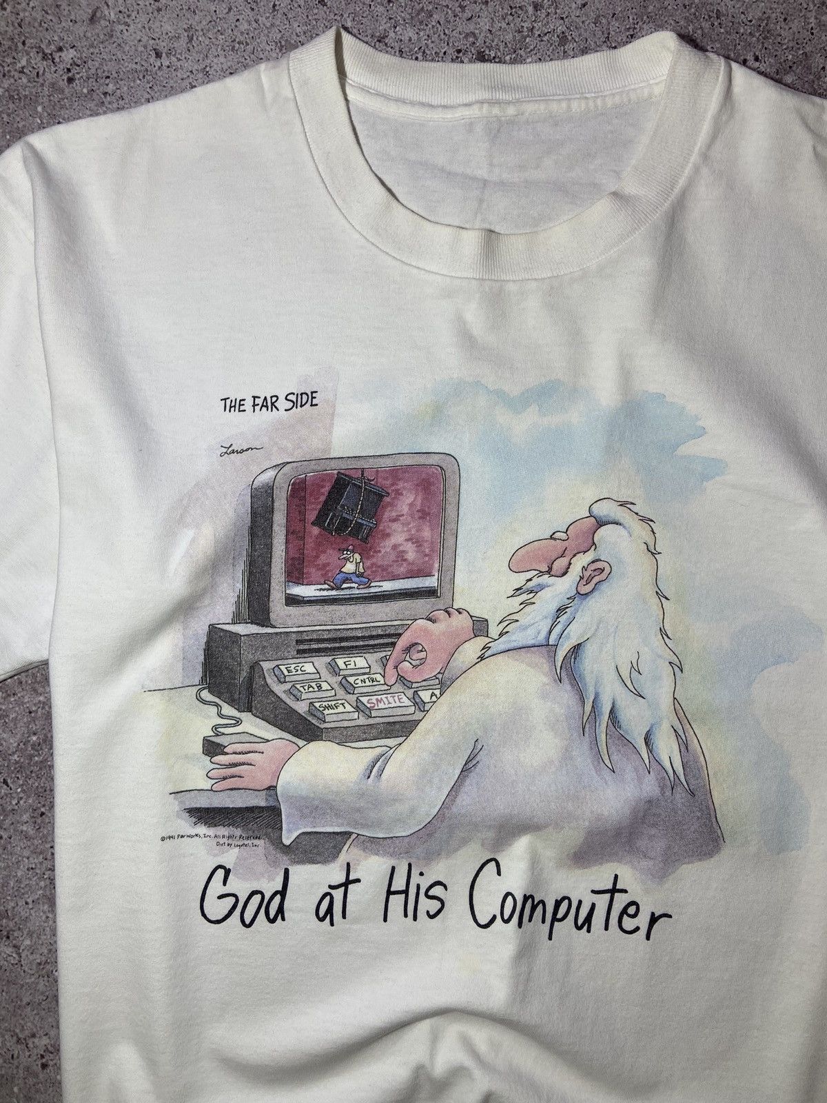 Vintage 💥God at His Computer 1991 vintage t-shirt‼️ Size US L / EU 52-54 / 3 - 3 Thumbnail