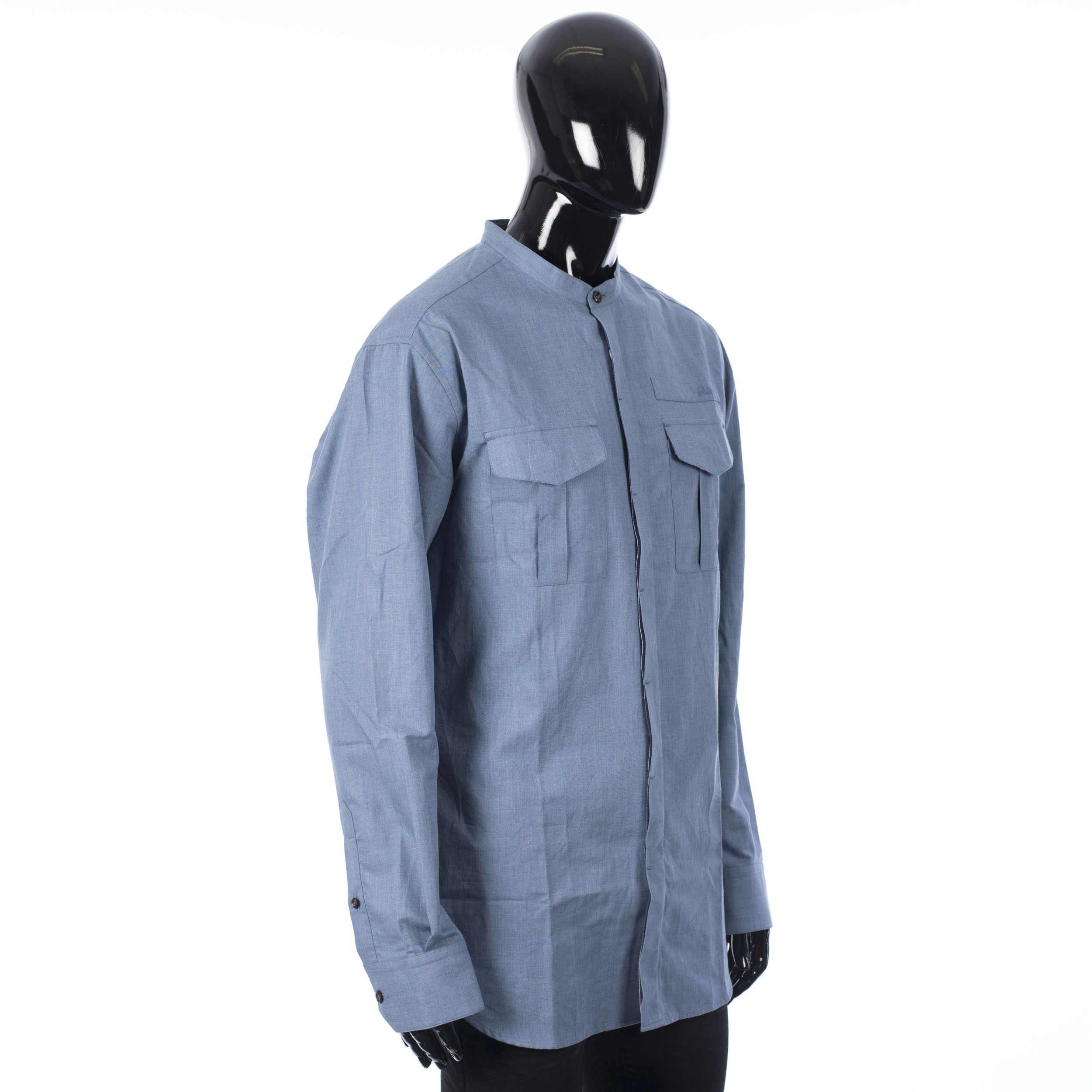 Brioni Mandarin Collar Shirt In Blue Cotton Size US XS / EU 42 / 0 - 8 Thumbnail