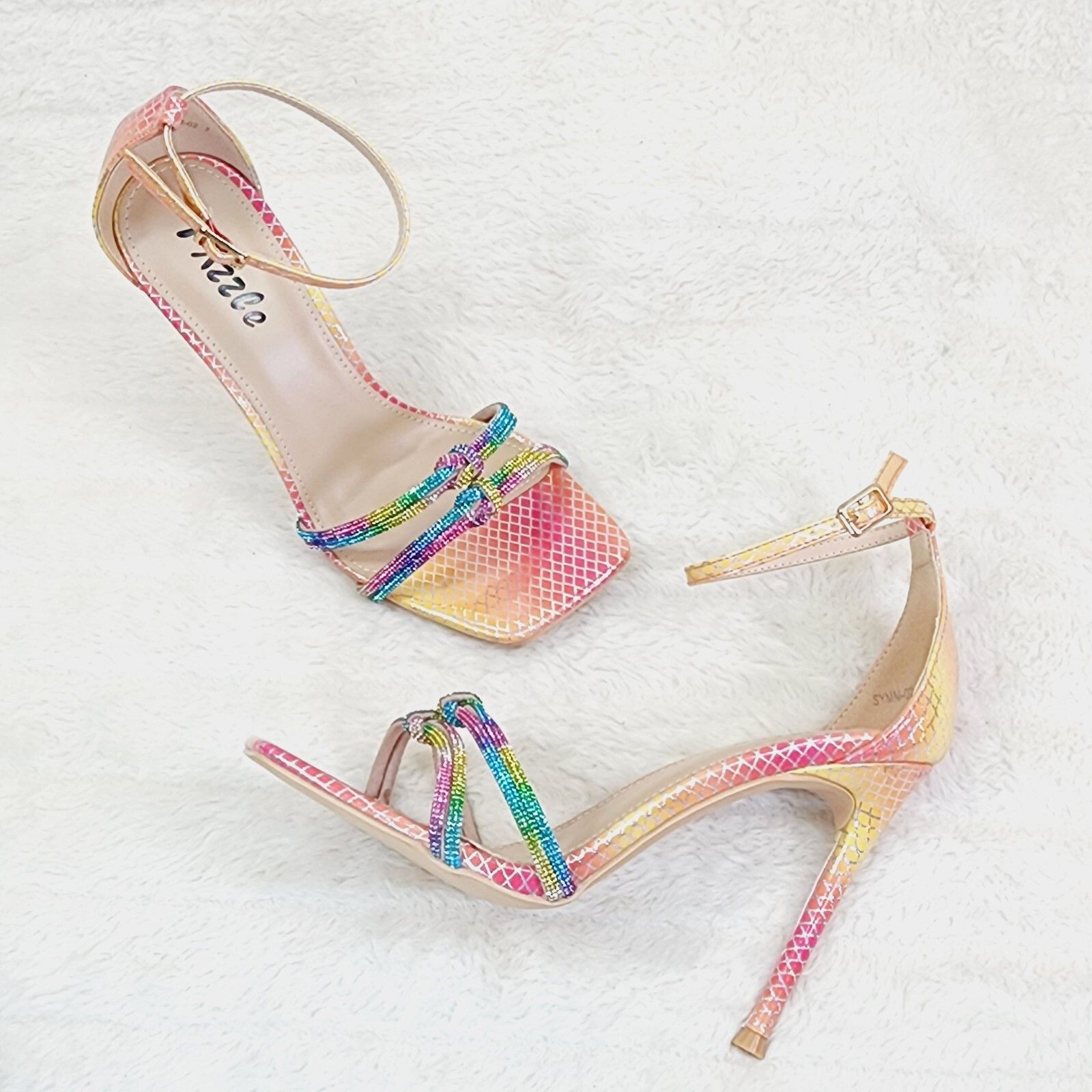 Other Symm Colorful Rhinestone Strap High Heel Stiletto Shoes (Siz Size US 7 / IT 37 - 7 Thumbnail