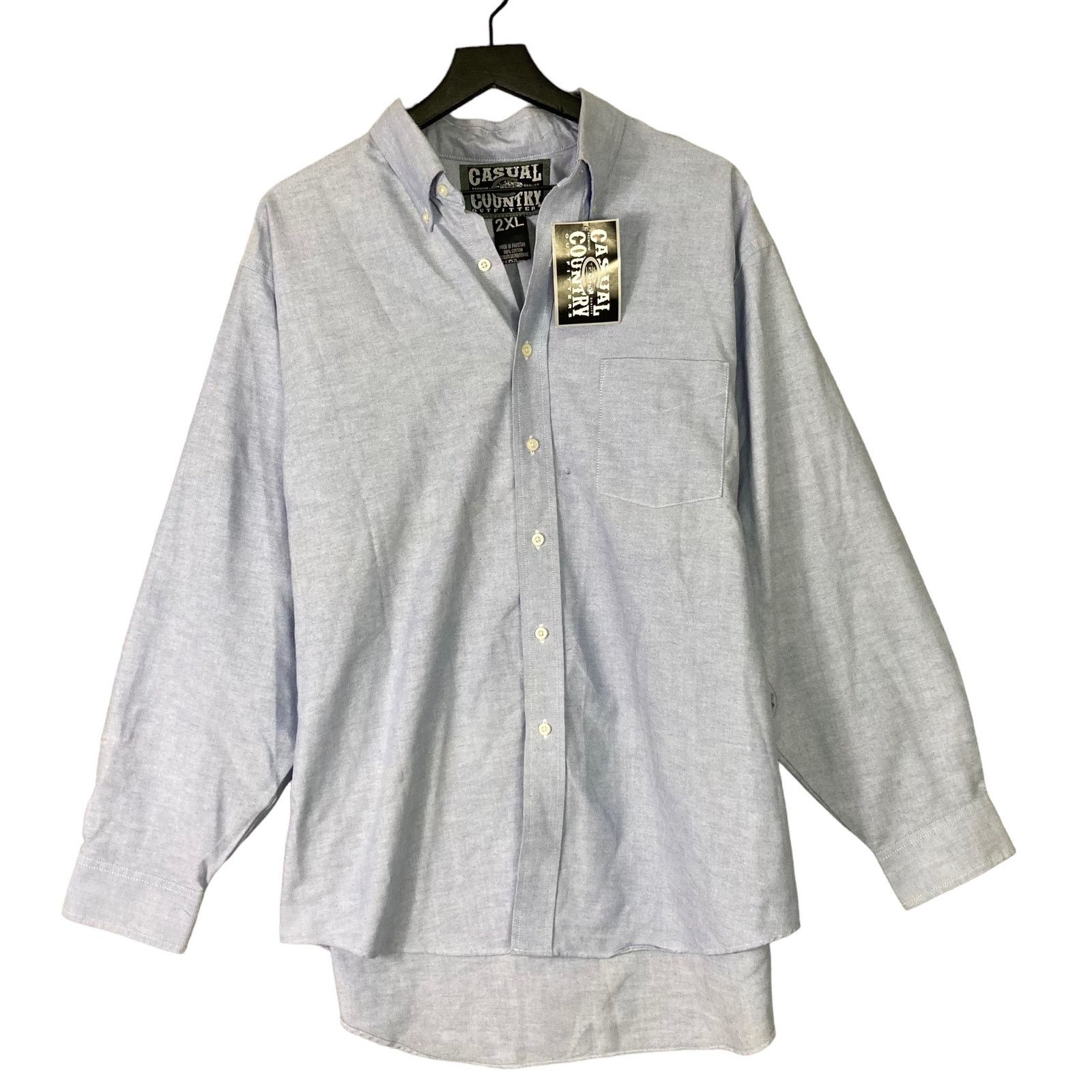 Other Casual Country Men's 2XL Blue Long Sleeve Cotton Dress Shirt Size US XXL / EU 58 / 5 - 1 Thumbnail
