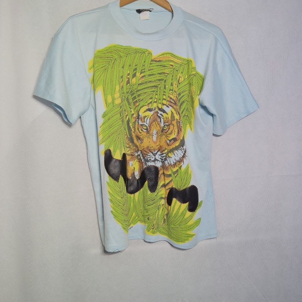 Other Privado Uno Vintage Sz M Light Blue T-Shirt with Tiger, Le Size M / US 6-8 / IT 42-44 - 2 Thumbnail