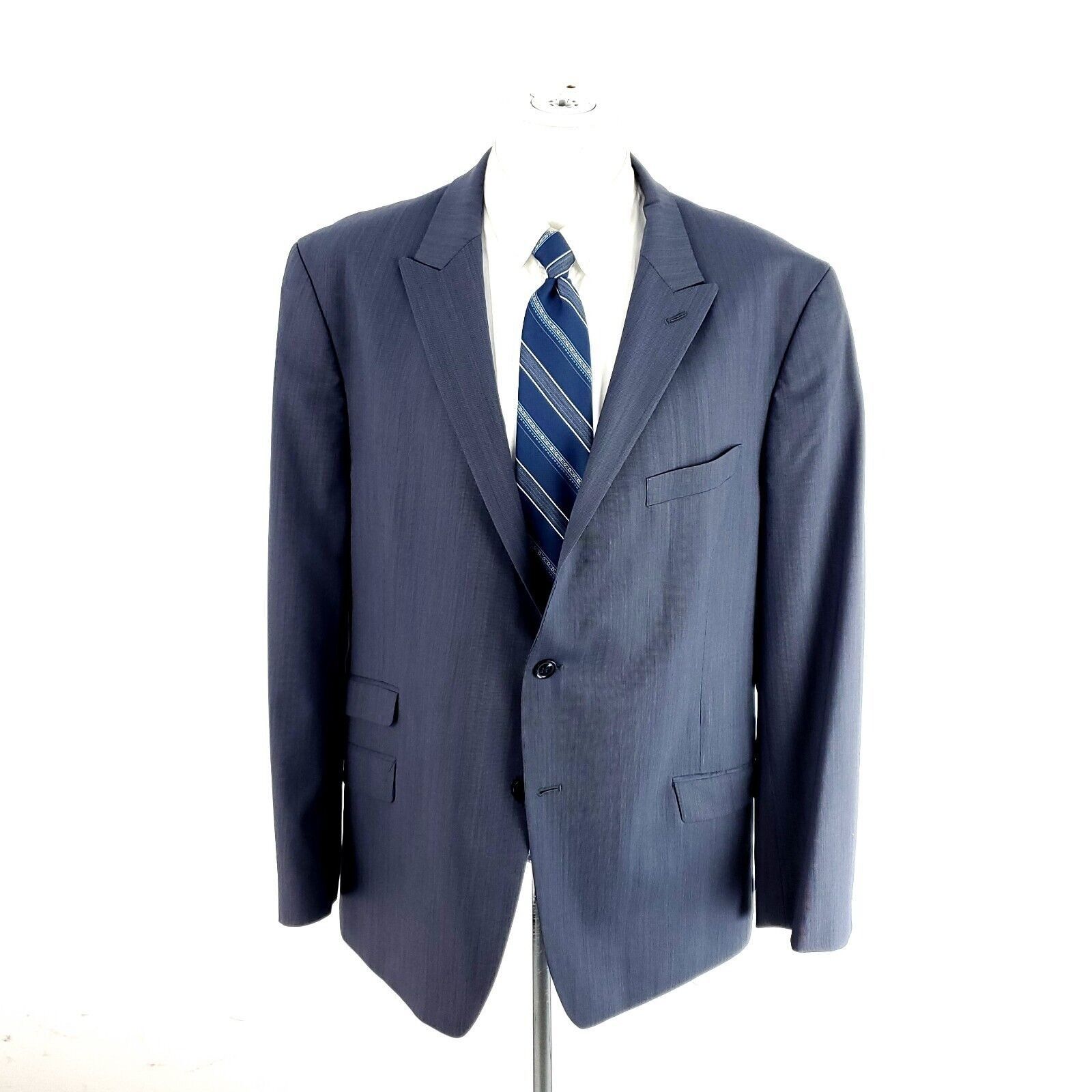 Tommy Hilfiger Tommy Hilfiger Wool Lycra 2 Button Suit Jacket 44R Blue Stri Size 44R - 3 Thumbnail