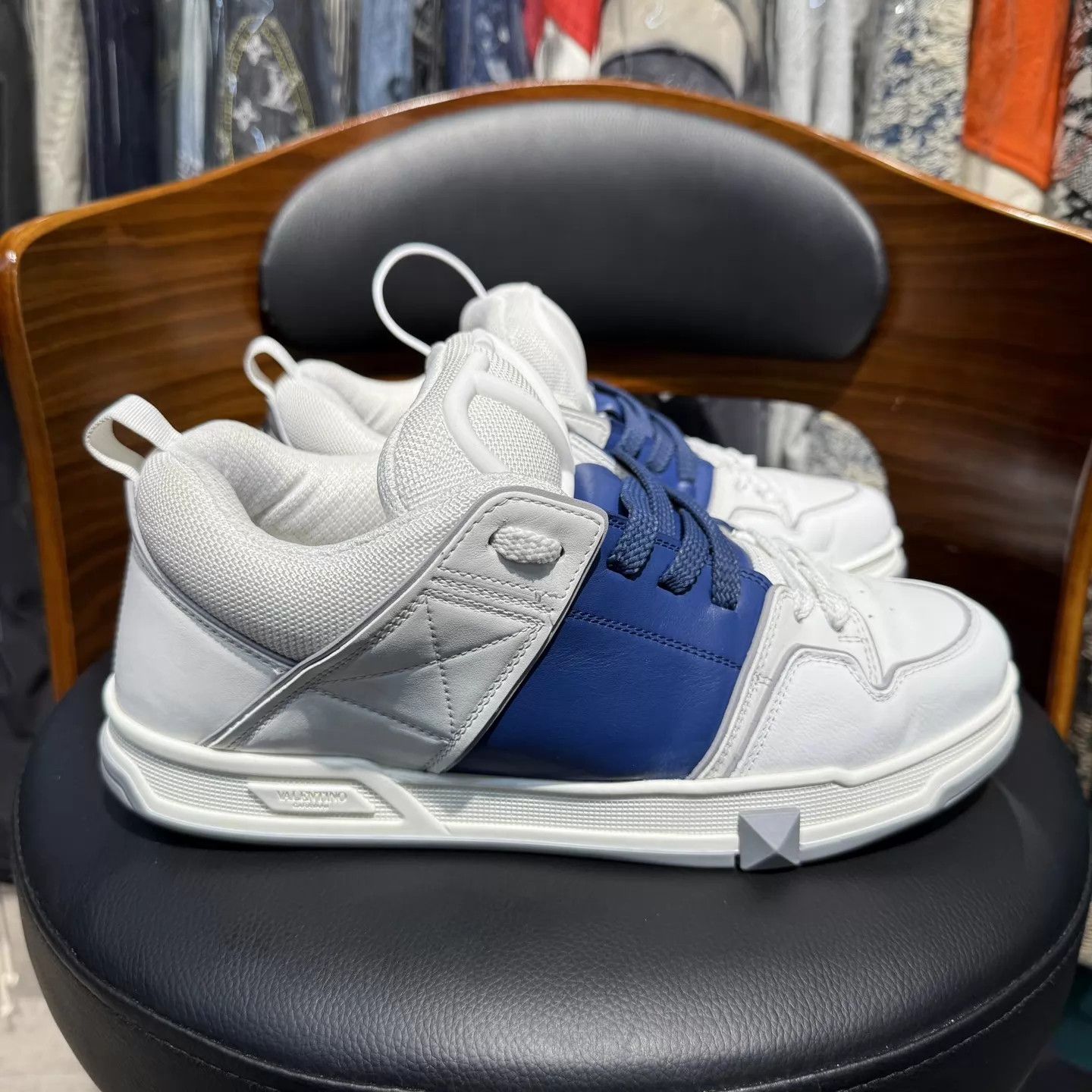Valentino Valentino Open Skate White & Blue Pang Ding 42.5 Size US 9.5 / EU 42-43 - 4 Thumbnail