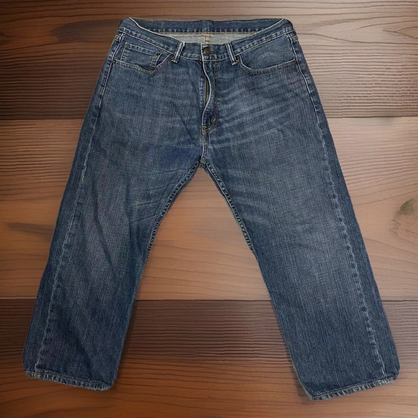Levi's Levi's 505 Men's Regular Fit Straight Leg Blue Jeans Medium Wash Denim 36 x 23.5 Size US 36 / EU 52 - 2 Thumbnail
