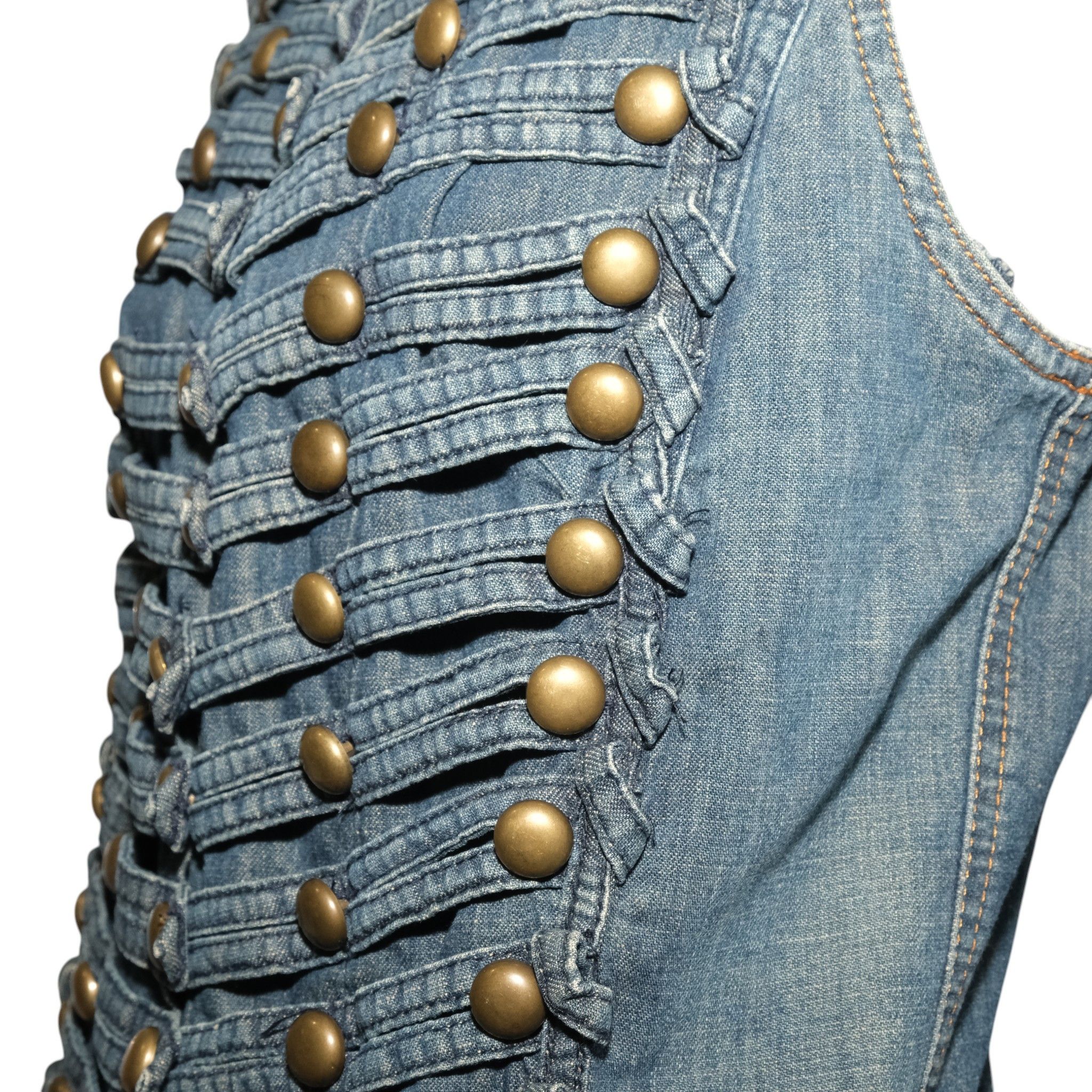 plein sud Napoleon Denim Button-Up Vest Size M / US 6-8 / IT 42-44 - 3 Thumbnail