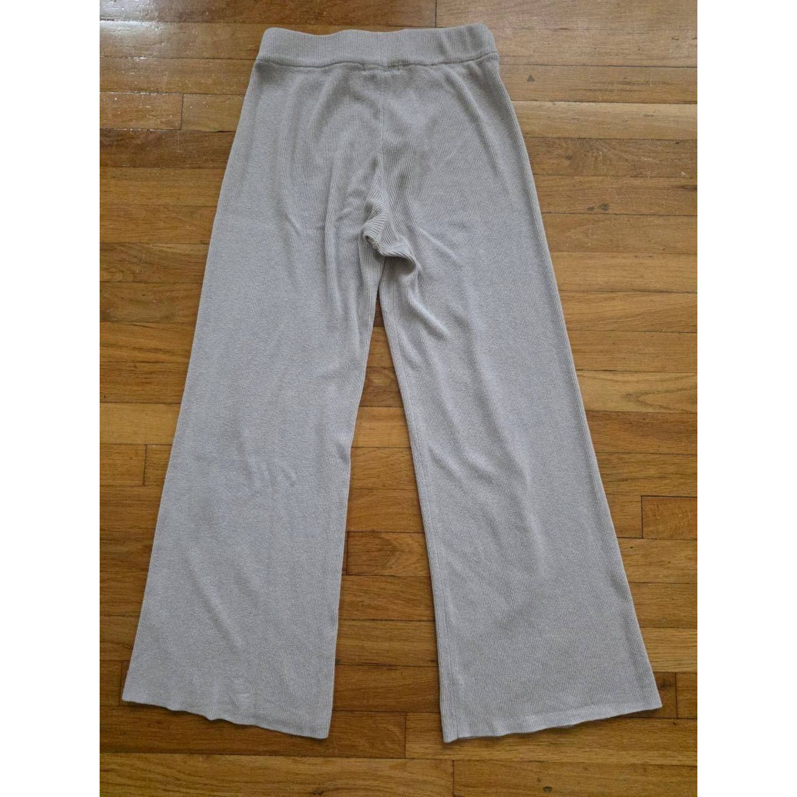 Mango MNG Wide Leg Ribbed knitted Y2K Pants Beige Small A001563 Size 32" / US 10 / IT 46 - 5 Thumbnail