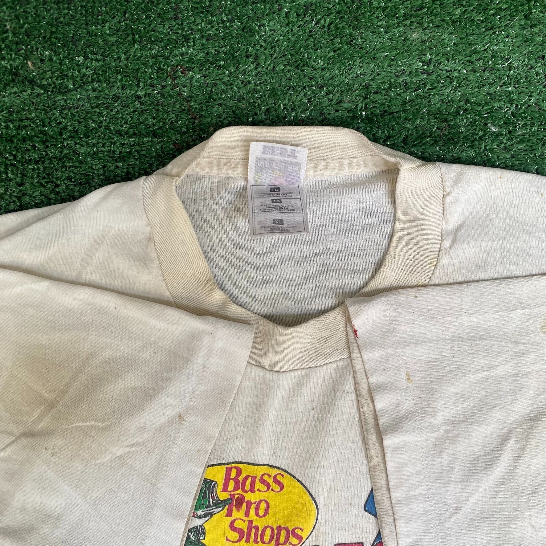 Bass Pro Shops Vintage 90s Bass Pro Shops Shirt Fishing Logo Thrashed Tee Size US XL / EU 56 / 4 - 4 Thumbnail