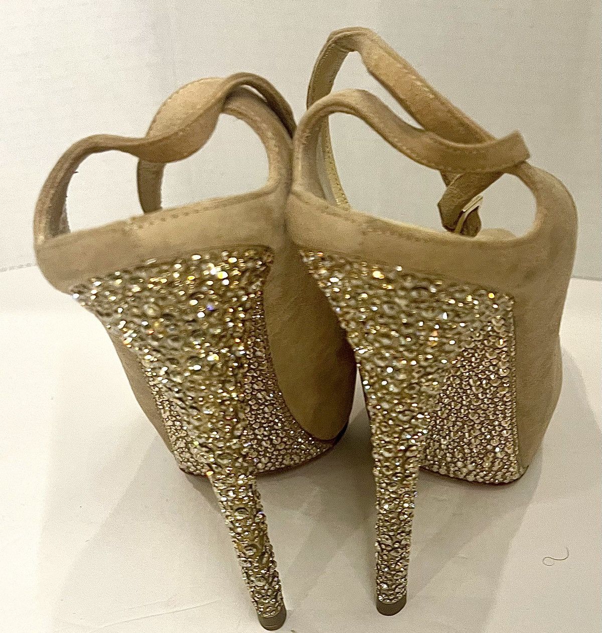 Jimmy Choo Jimmy Choo Nude Suede “Tame” Rhinestoned Platform Size US 9 / IT 39 - 2 Thumbnail