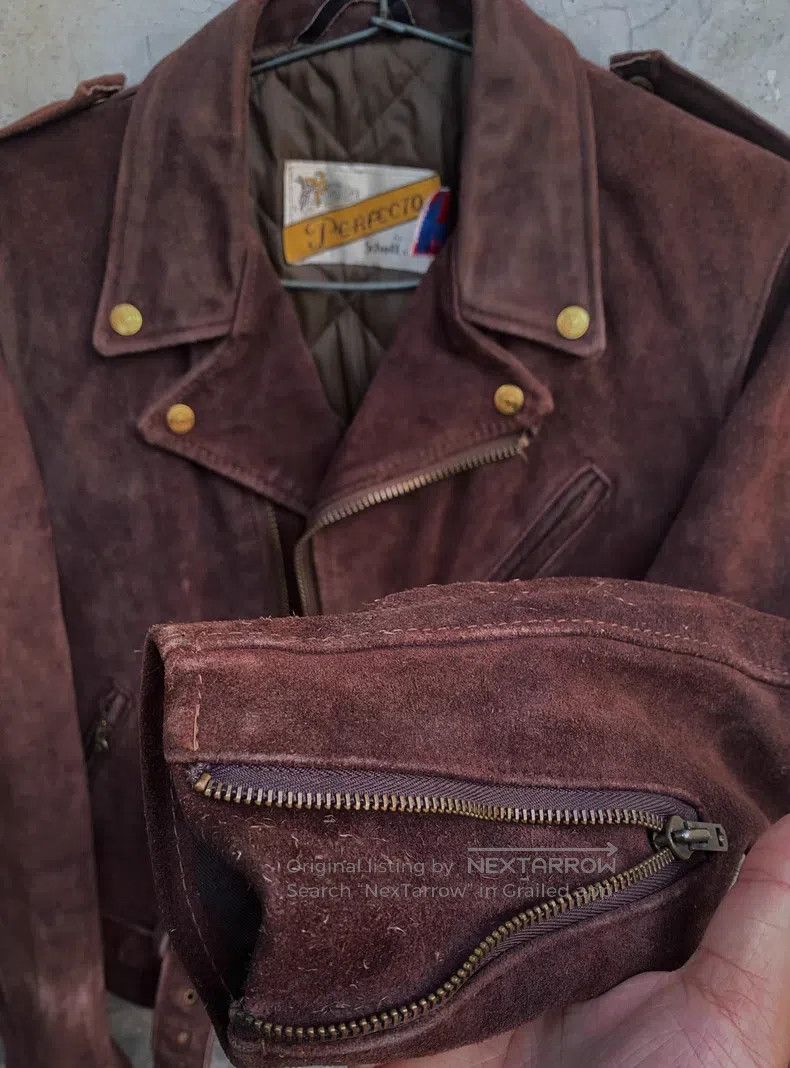 Schott Schott Vintage cable-stayed motorcycle leather jacket Size US XS / EU 42 / 0 - 4 Thumbnail