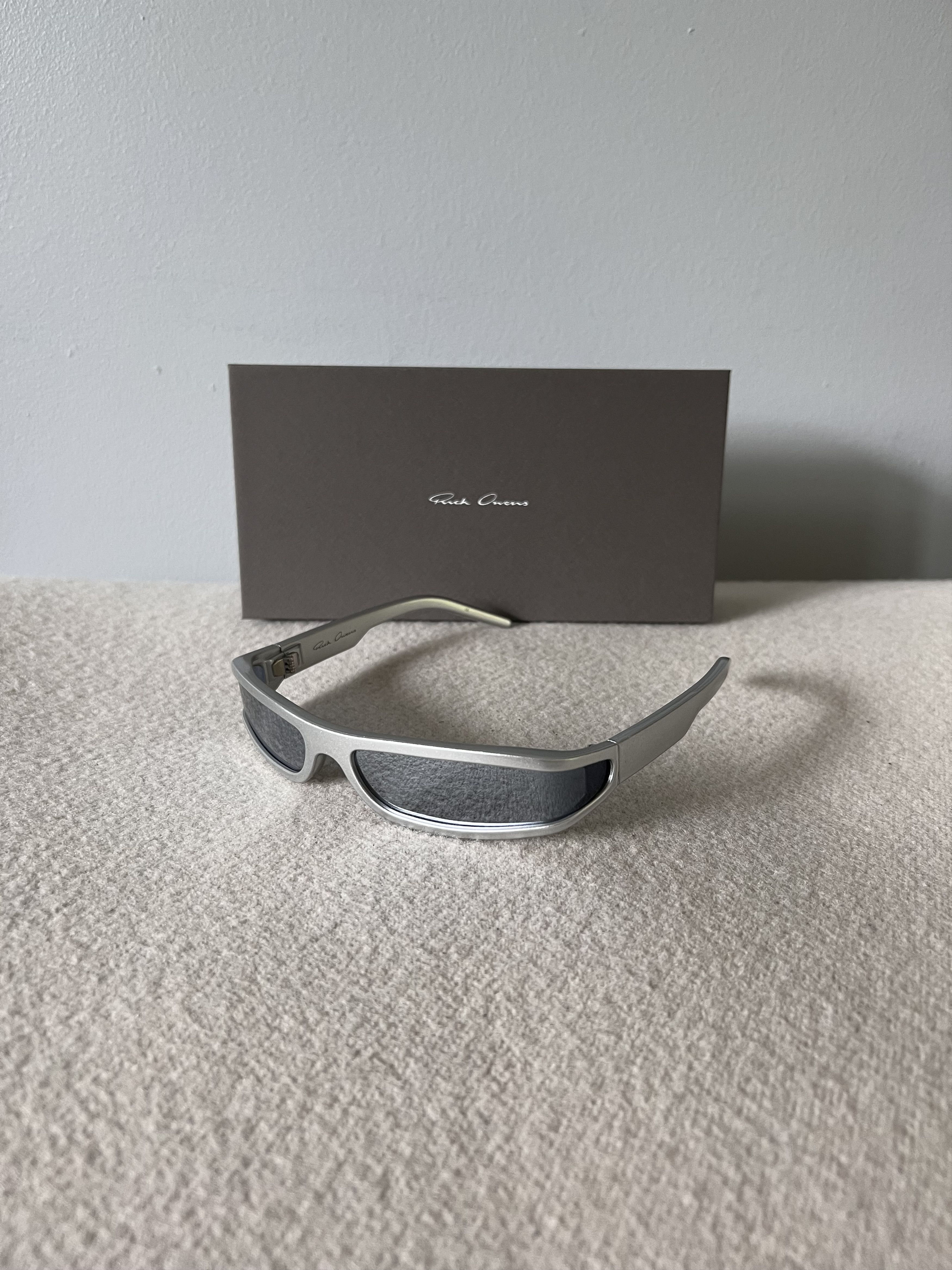 Pre-owned Rick Owens Fog D-frame Wrap Sunglasses In Silver