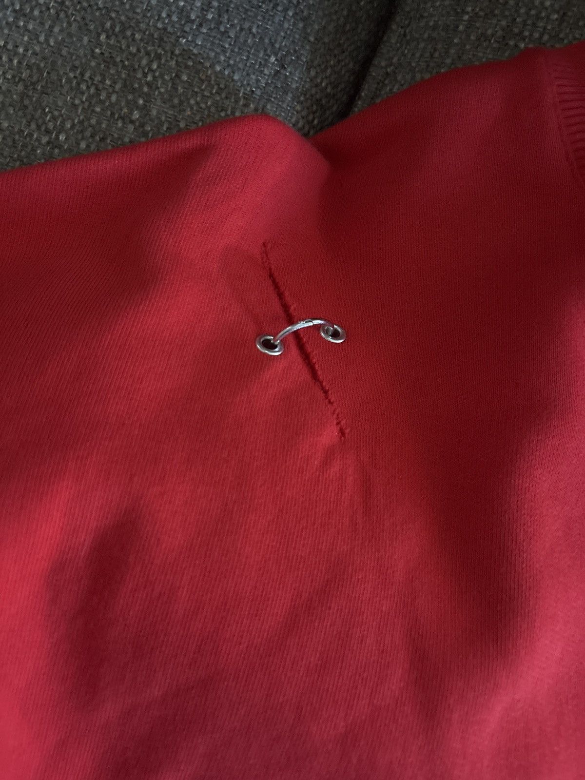 Givenchy GIVENCHY Men's Red Rip Metal Detail Oversized Sweater Size US XL / EU 56 / 4 - 8 Thumbnail