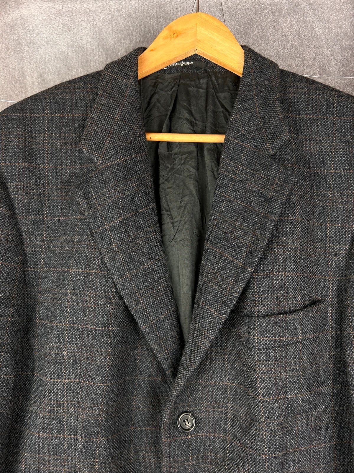Designer × Yves Saint Laurent Yves Saint Laurent Woolen blazer dark grey high end YSL Size 52L - 3 Thumbnail