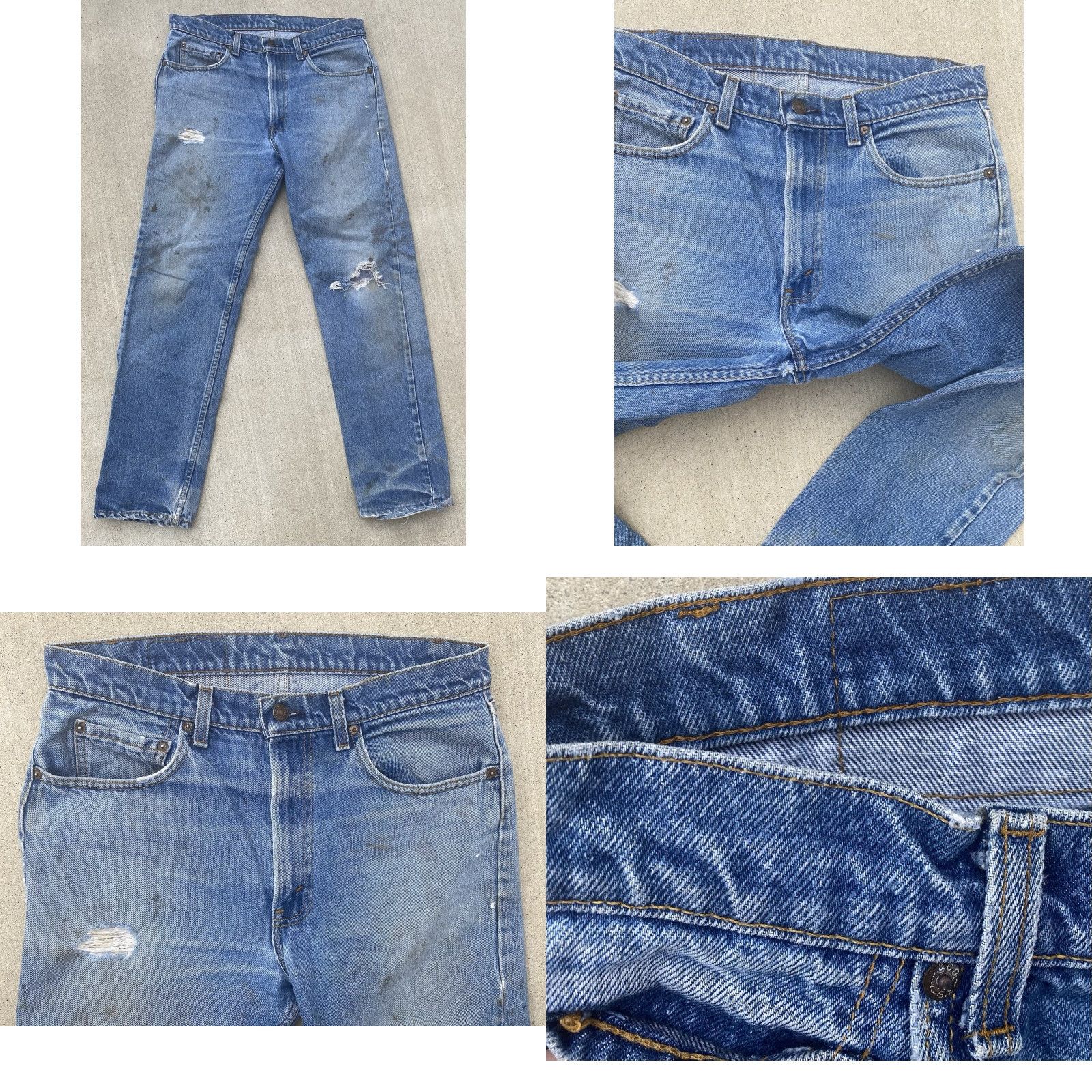 Levi's VINTAGE Levi's Jeans Distressed Worn Holes 34x31 See Measurements 5-Pocket Zip Fly Men Blue Denim Cotton 1980s-90s Size US 34 / EU 50 - 10 Thumbnail