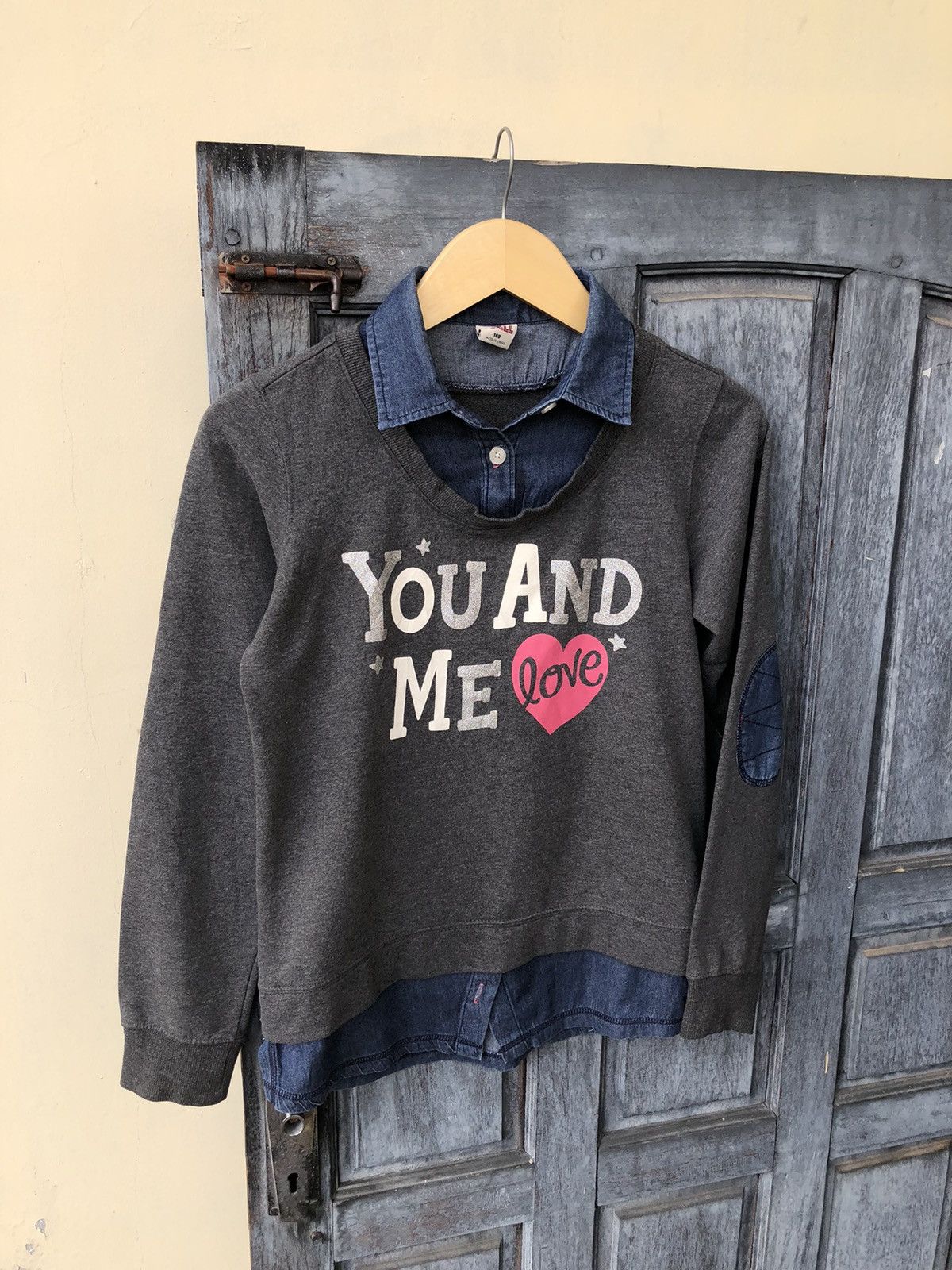 Japanese Brand USALL Double Layer Sweatshirt Denim Lovely Poem You and Me 🩷 Size M / US 6-8 / IT 42-44 - 3 Thumbnail