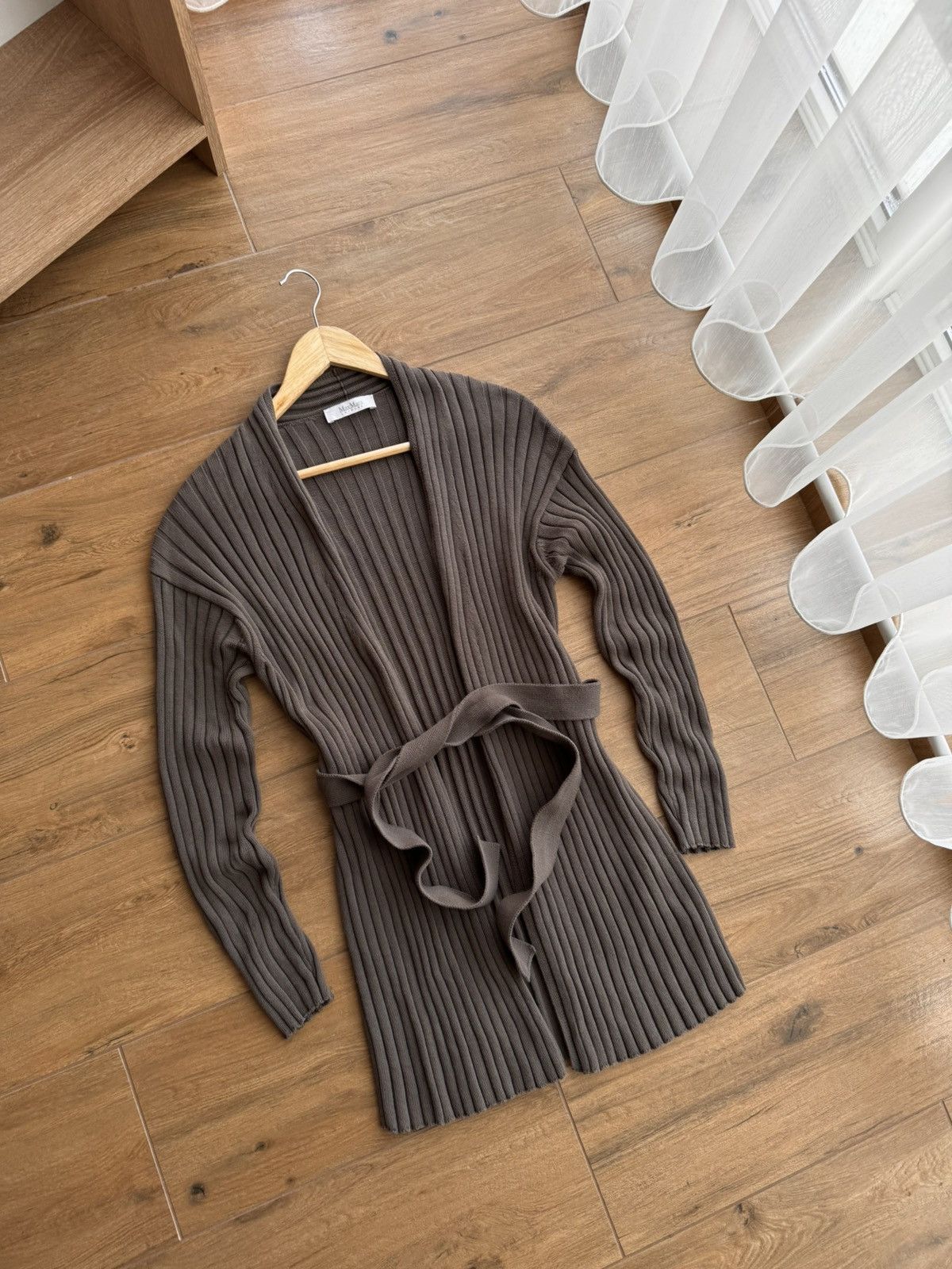Max Mara × Vintage Vintage Max Mara Brown Viterbo Ribbed Knit Cardigan Size M / US 6-8 / IT 42-44 - 4 Thumbnail