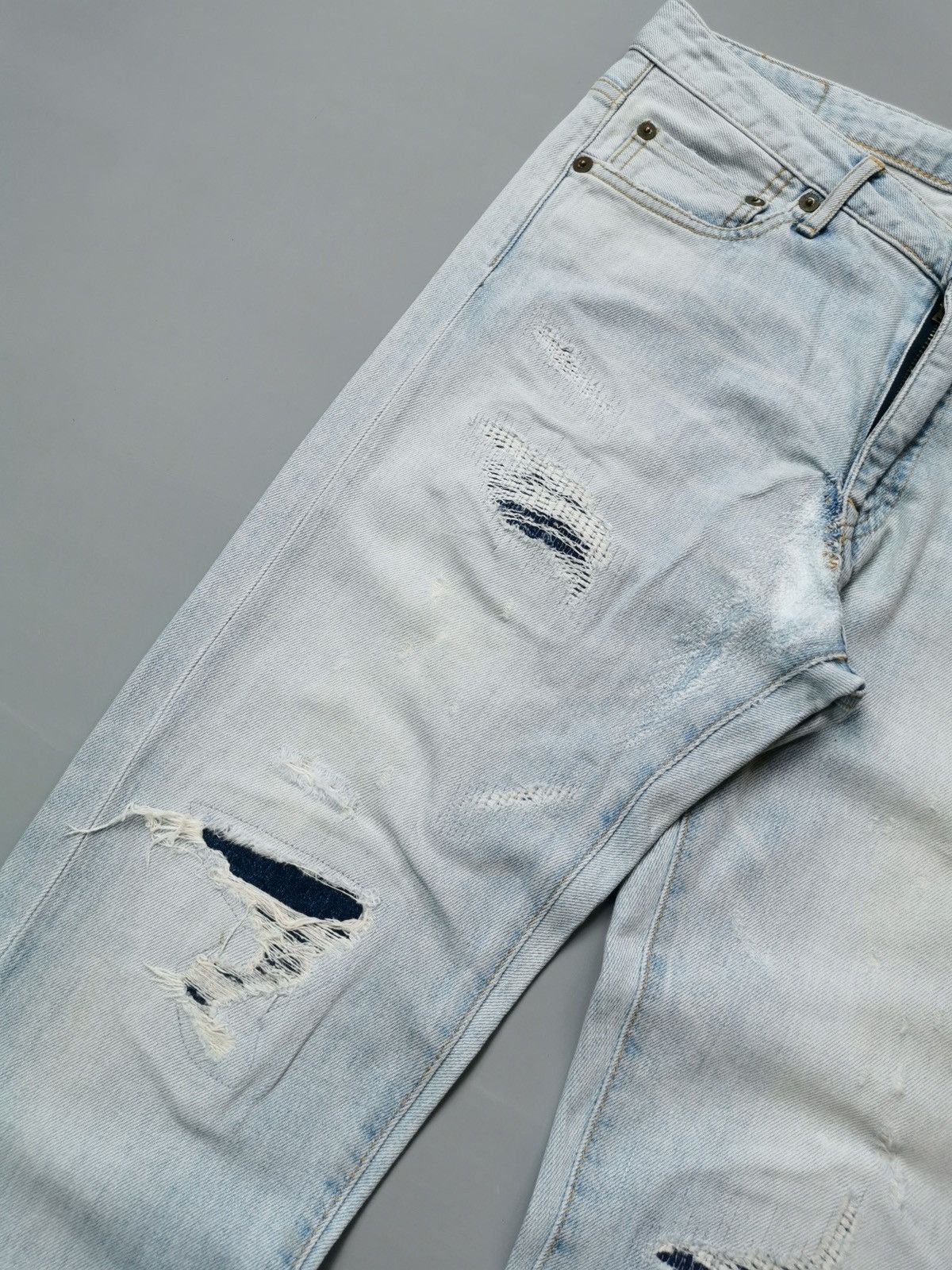 Pure Blue Japan Avila Beach Japan Blue Distressed Reworked Skinny Jeans Size US 30 / EU 46 - 3 Thumbnail