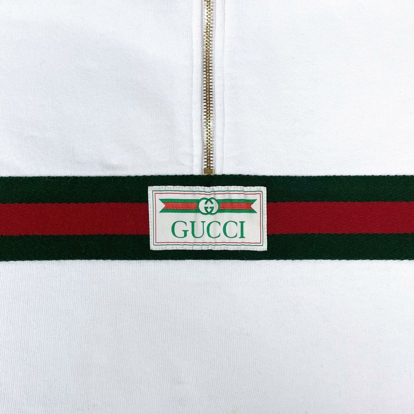 Gucci Gucci Beige Web Logo Half-Zip Jacket Size US XXL / EU 58 / 5 - 5 Thumbnail