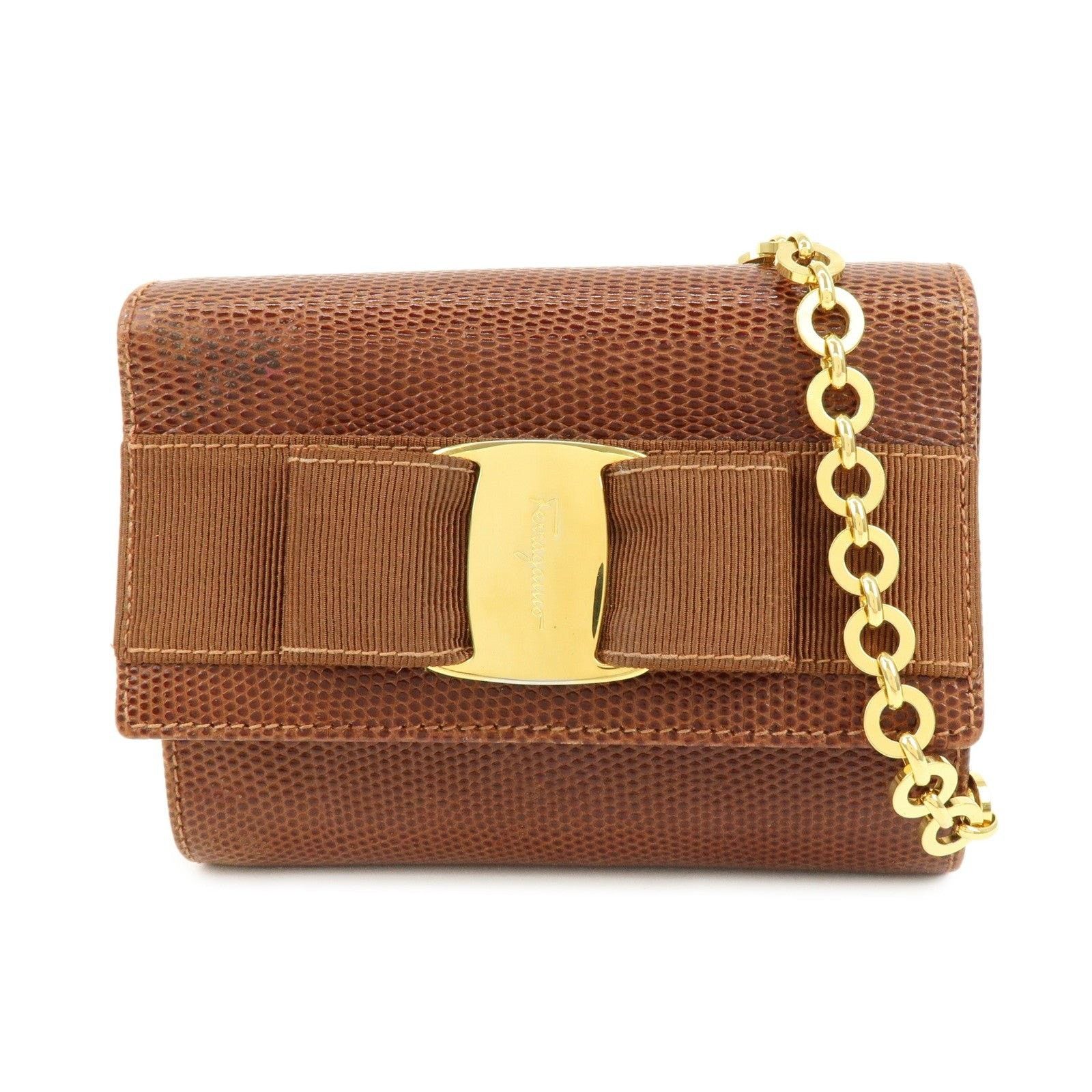 Salvatore Ferragamo Ferragamo Vara Ribbon Embossed Leather Shoulder Bag Brown Size ONE SIZE - 1 Thumbnail