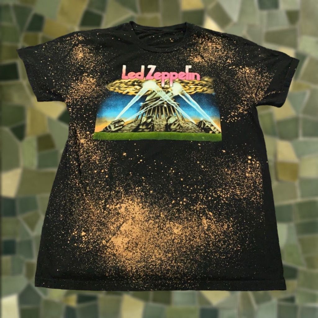 Vintage VINTAGE Led Zeppelin Shirt Mens Medium Black Paint Splatter Rock Band Tee Size US M / EU 48-50 / 2 - 1 Thumbnail