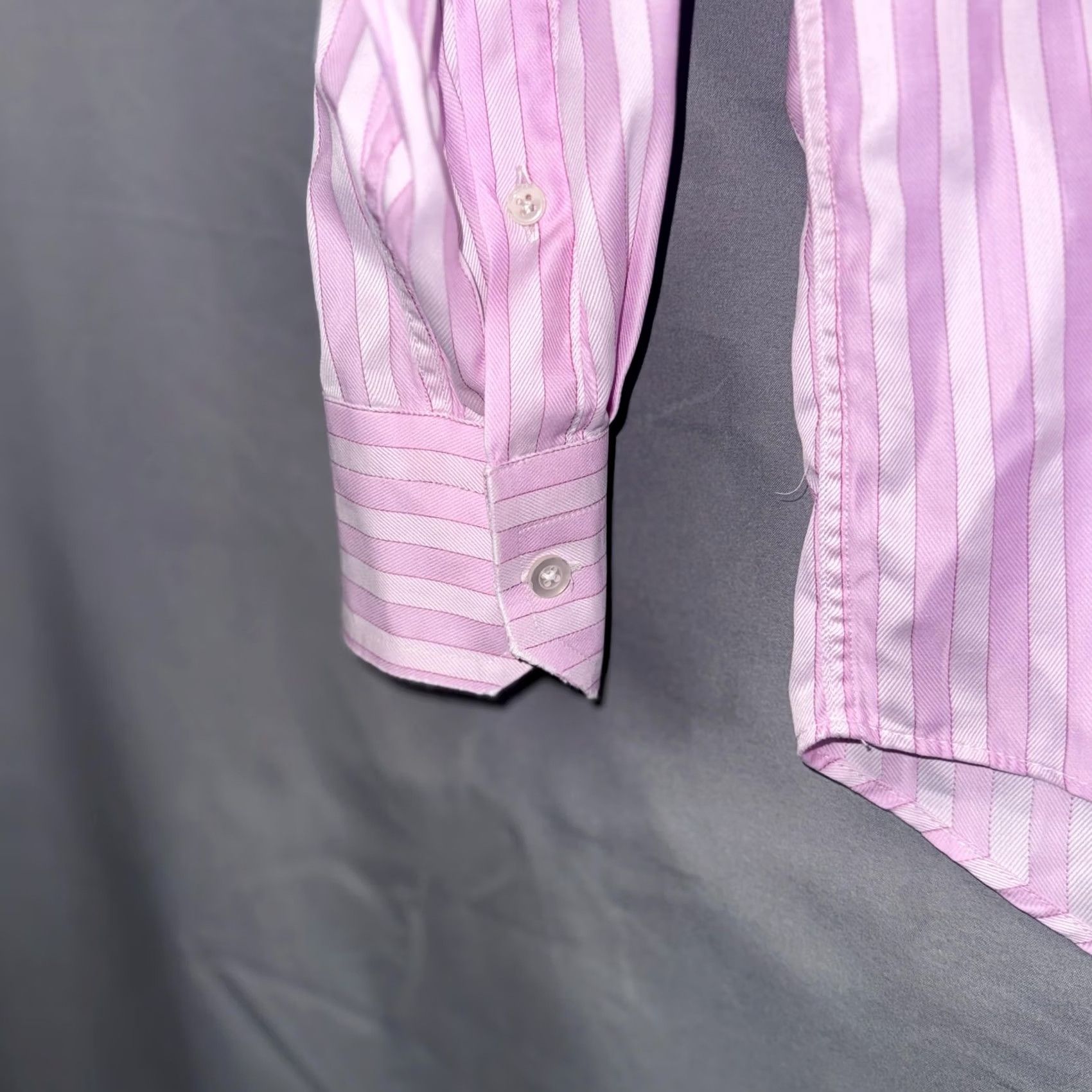 Canali Canali Shirt Mens 16 41 Pink White Stripe Dress Front Button Made Italy Size 42R - 4 Thumbnail