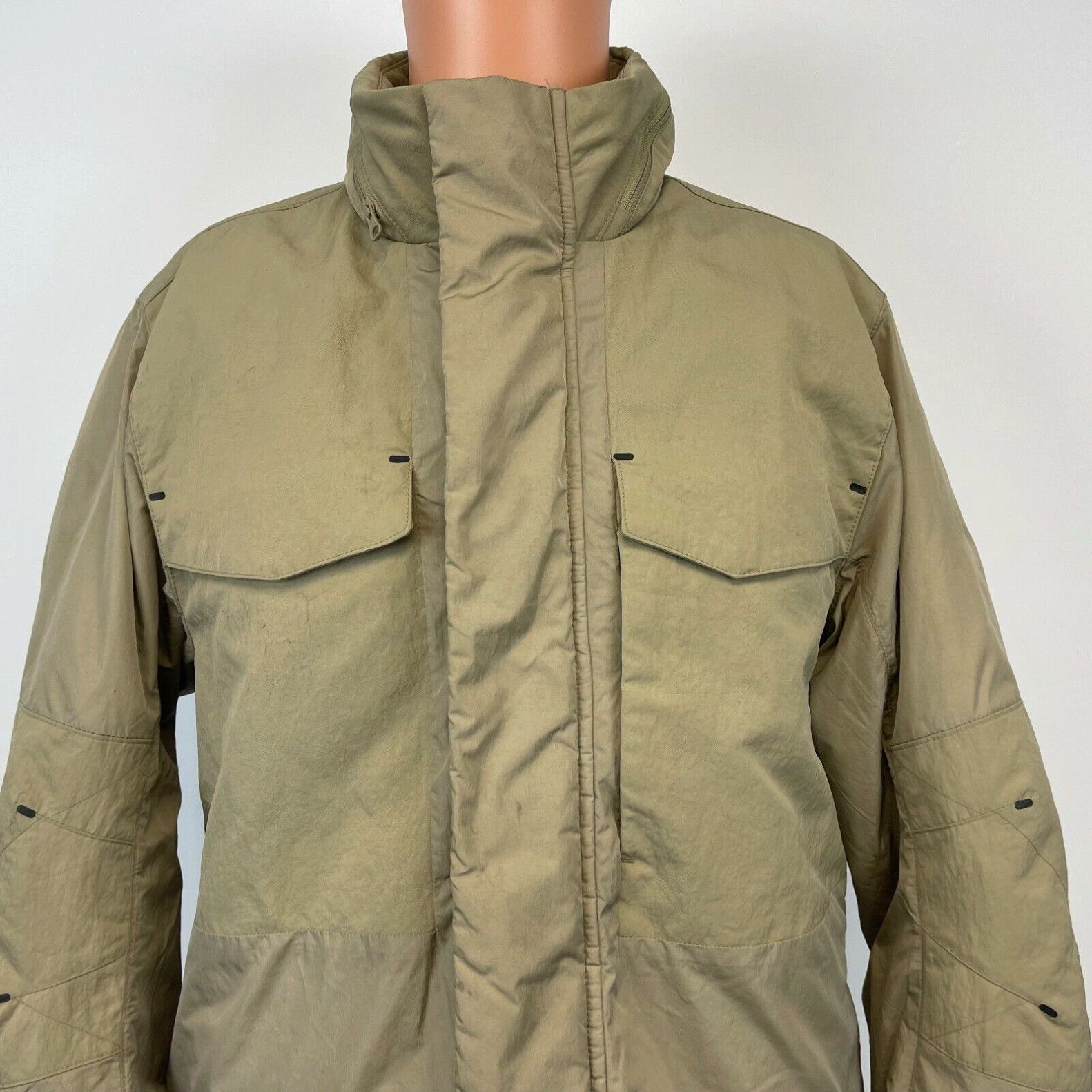 Image of Nike Sportswear Synthetic Fill Repel M65 Jacket Roll Up Hood Brown Size S in White, Men's