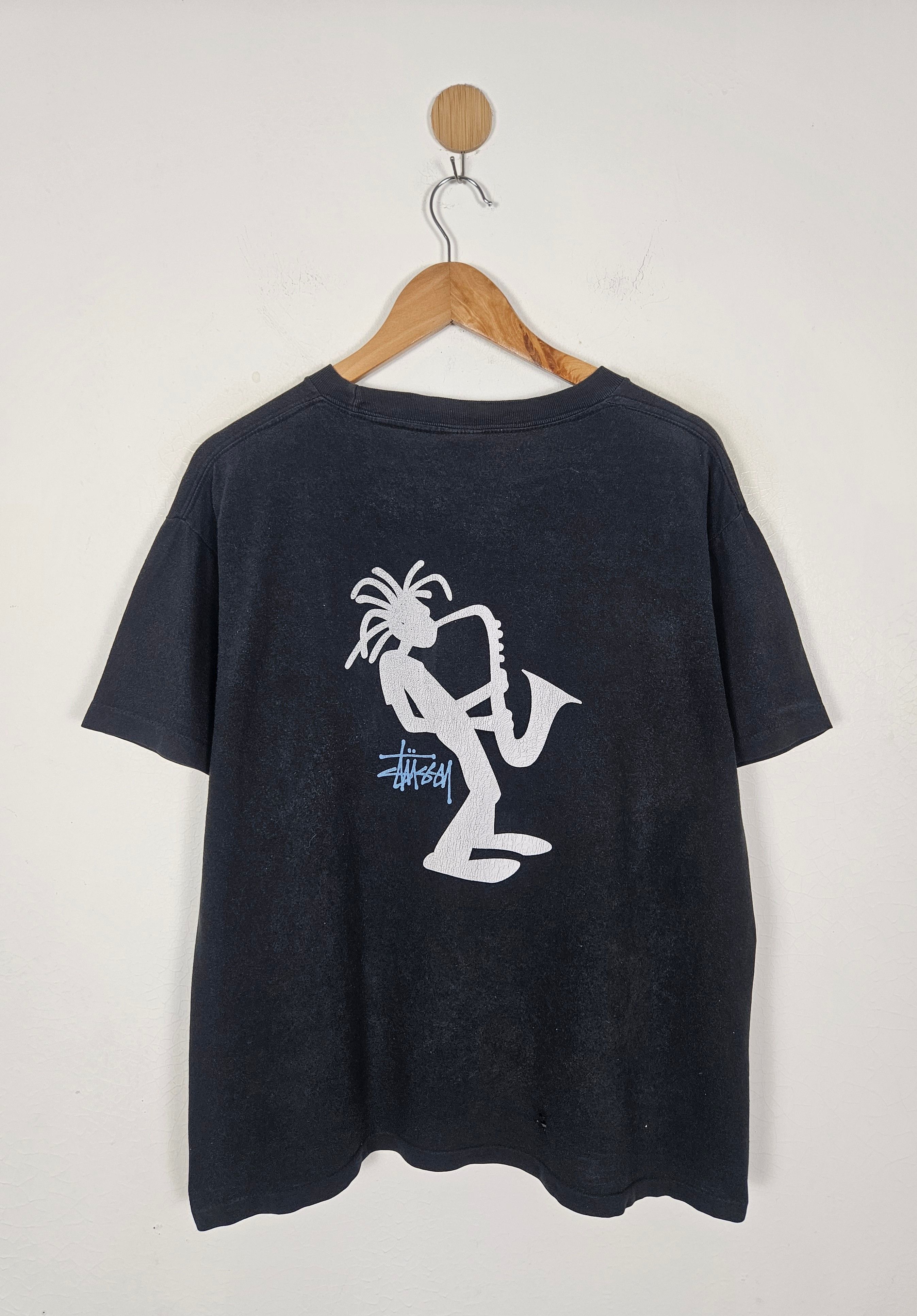 Vintage Stussy 90s Saxophone Trumpet Man Tee
