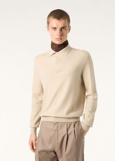Loro Piana os11x0226 FAQ9447 Sergio Polo Shirt in Toffee Cream Size US XL / EU 56 / 4 - 4 Thumbnail