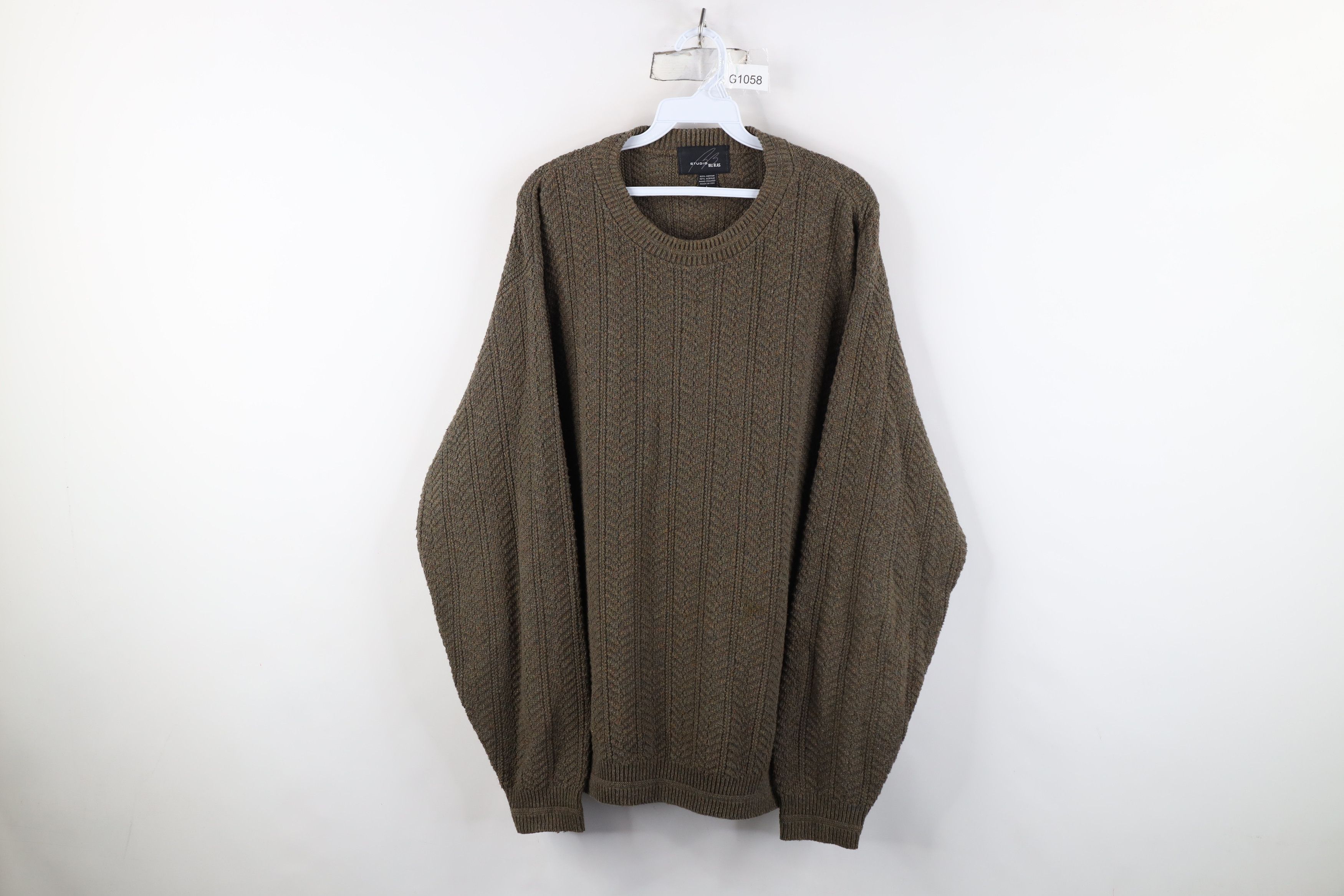 Vintage Vintage 90s Streetwear Knit Crewneck Sweater Brown USA Size US L / EU 52-54 / 3 - 1 Thumbnail