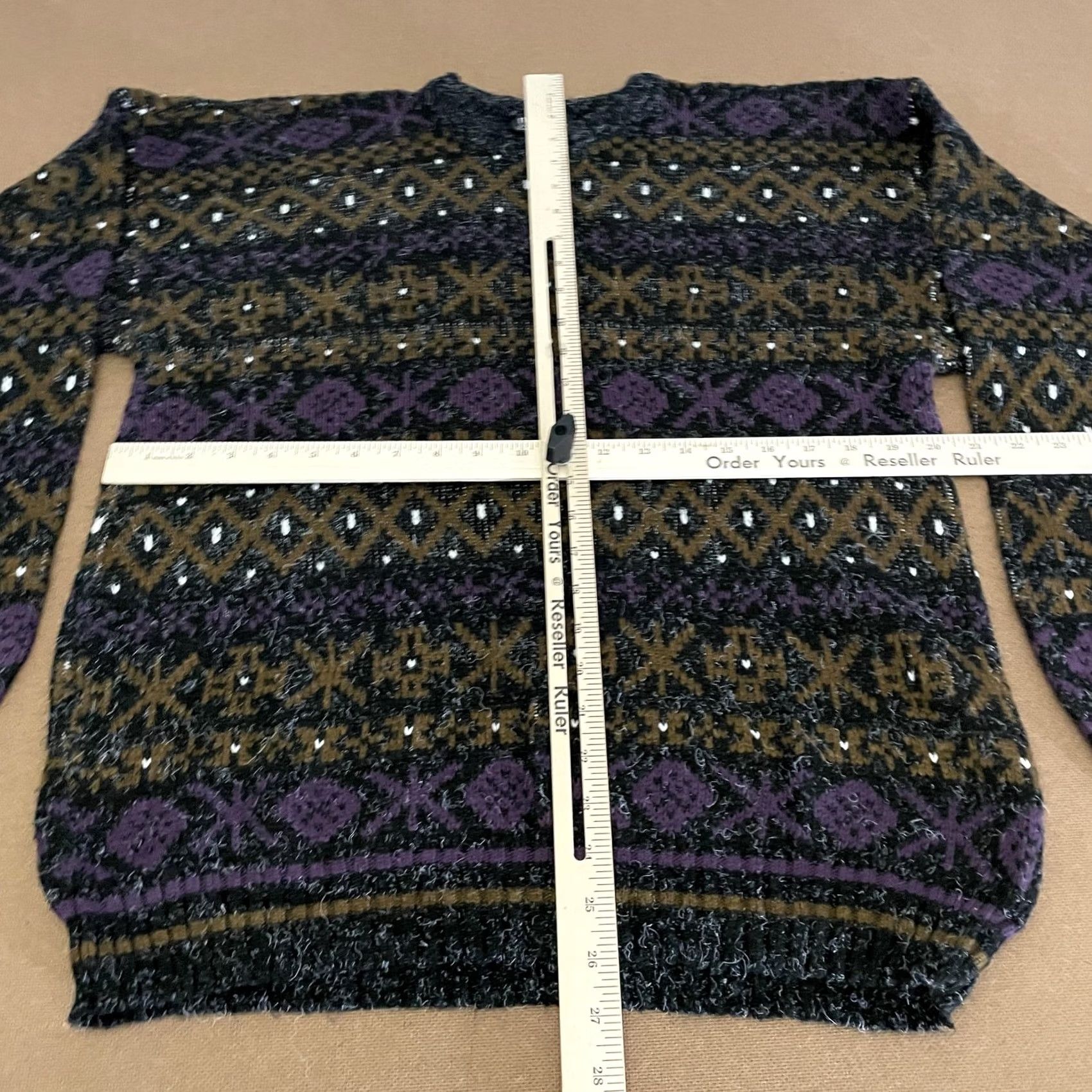 New Era VINTAGE New Era Sweater Mens Large Purple Black Fair Isle Crewneck 90s Made USA Size US L / EU 52-54 / 3 - 5 Thumbnail