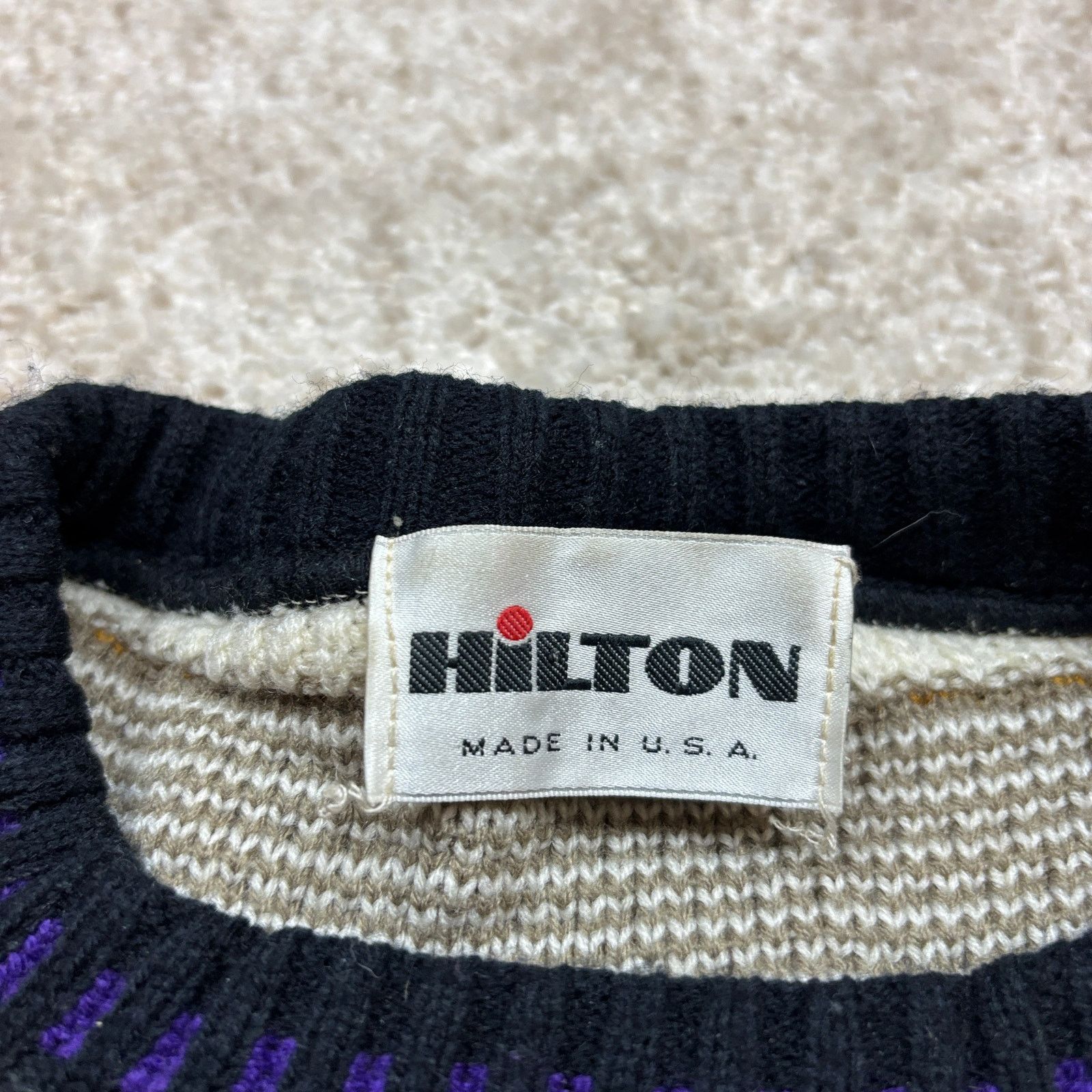 Vintage VTG Hilton 3D Knit Abstract Sweater XL Eclectic Grandpa Dad Size US XL / EU 56 / 4 - 4 Thumbnail