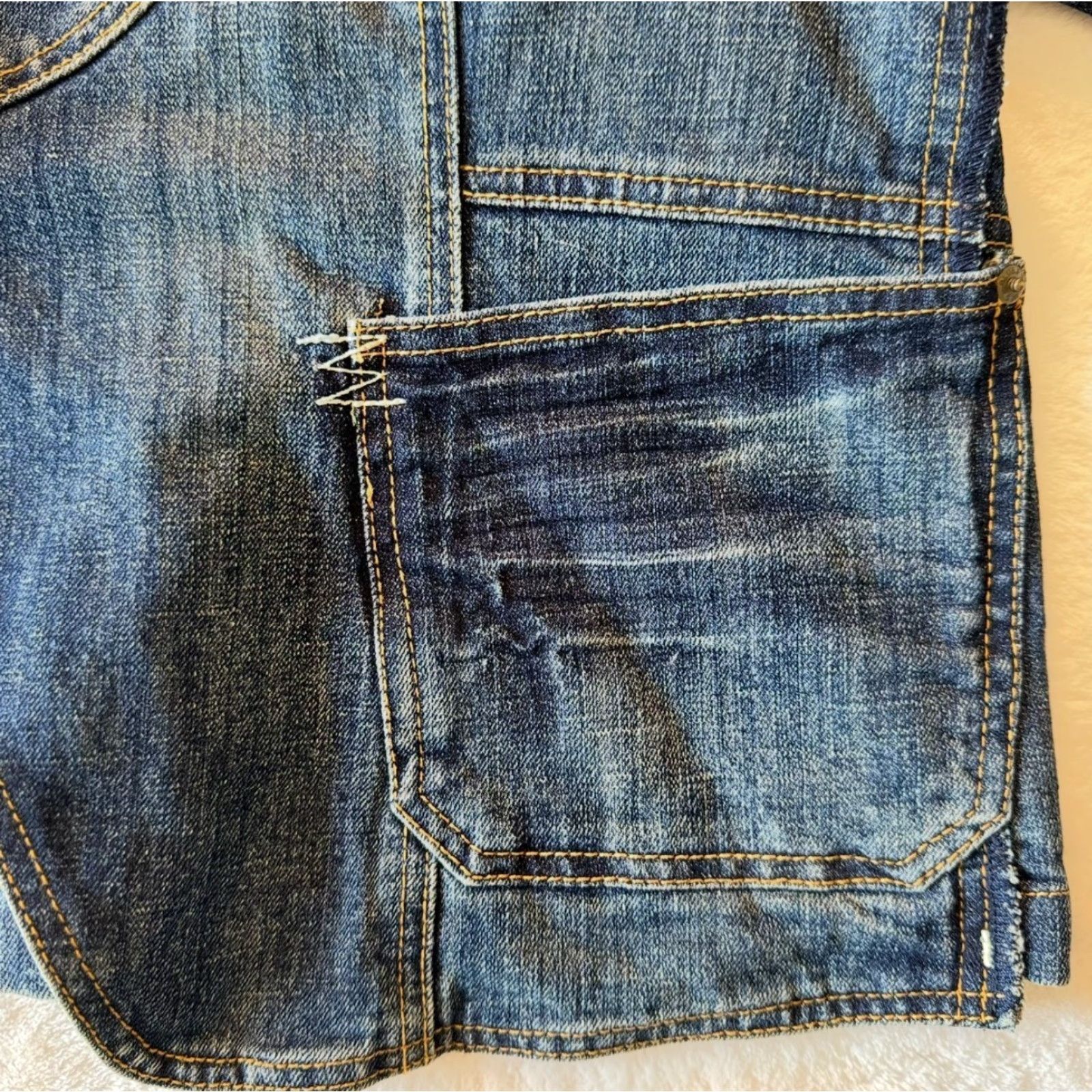 Vintage VINTAGE Mwah Jeans Blazer Jacket Womens 22/24W Plus Blue Denim Western 90s Size 42" / US 20 - 5 Thumbnail