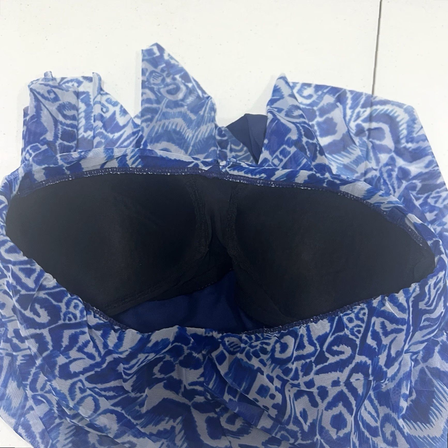 Ralph Lauren Lauren Ralph Lauren Blue Sheer Strapless One Piece Lightly Padded Swimsuit 8 Size ONE SIZE - 6 Thumbnail