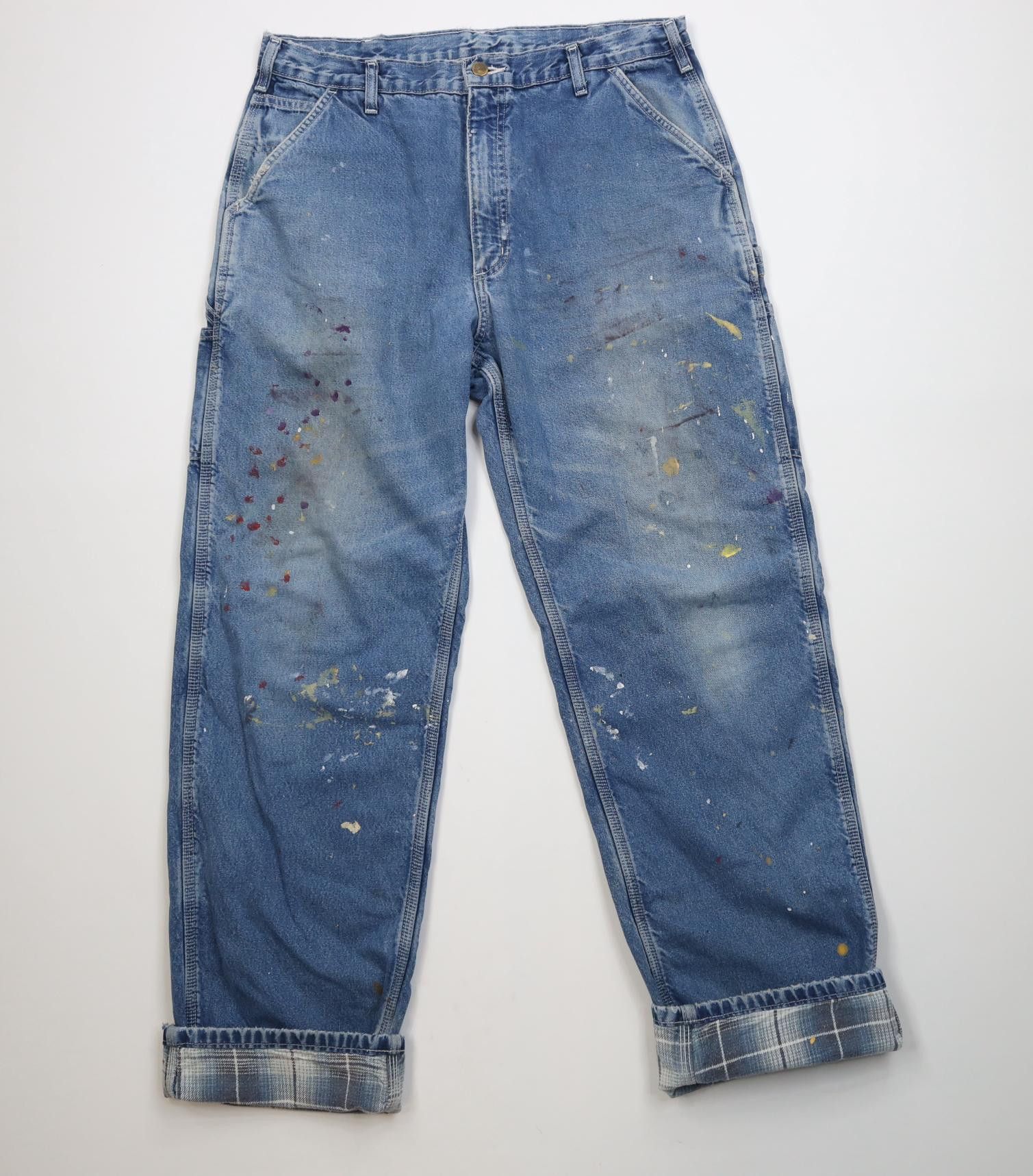 Carhartt Vintage 90s Carhartt Flannel Lined Wide Leg Dungaree Jeans Size US 36 / EU 52 - 1 Thumbnail