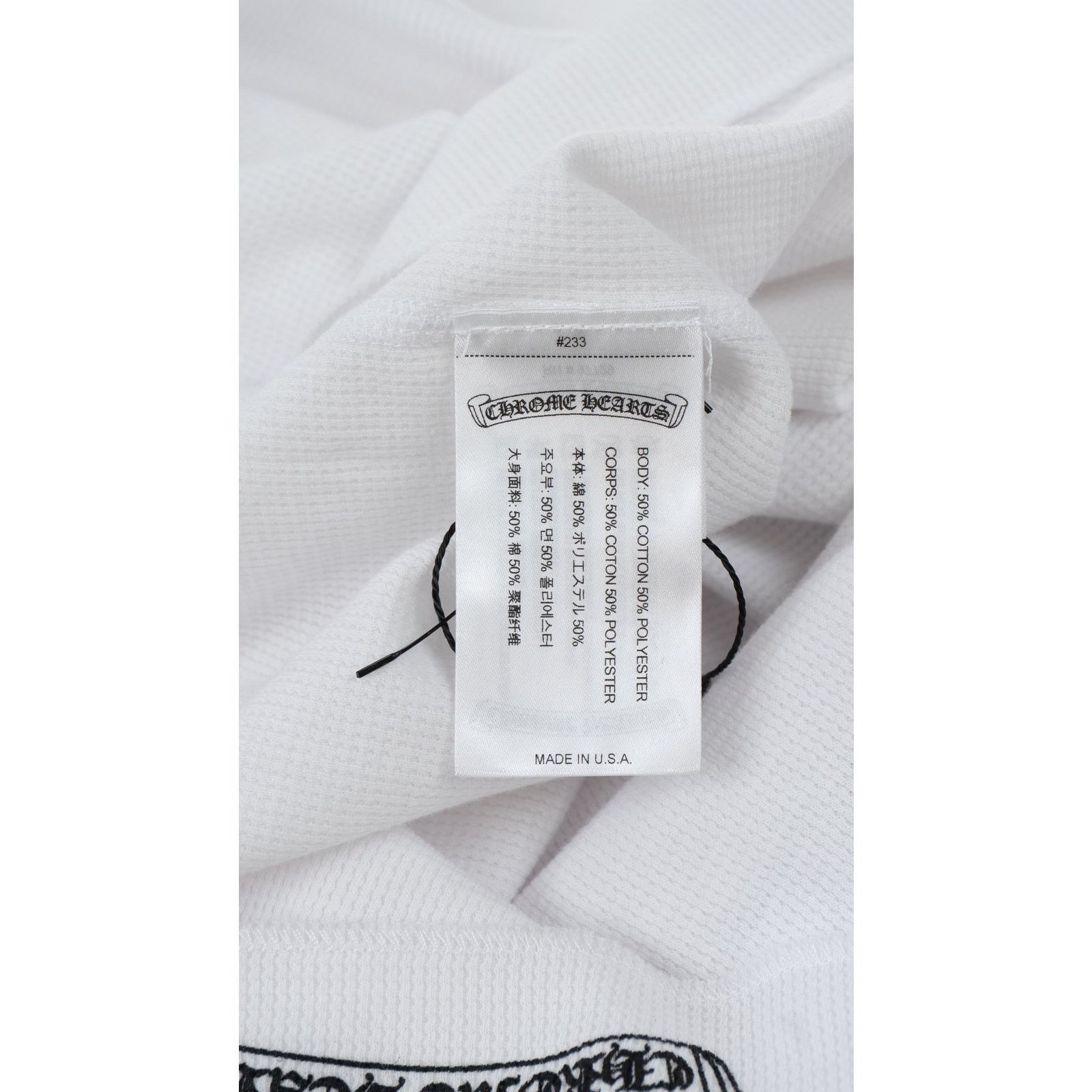 Chrome Hearts Scroll Logo Sleeve Waffle Thermal Shirt 'White' Size US L / EU 52-54 / 3 - 4 Thumbnail