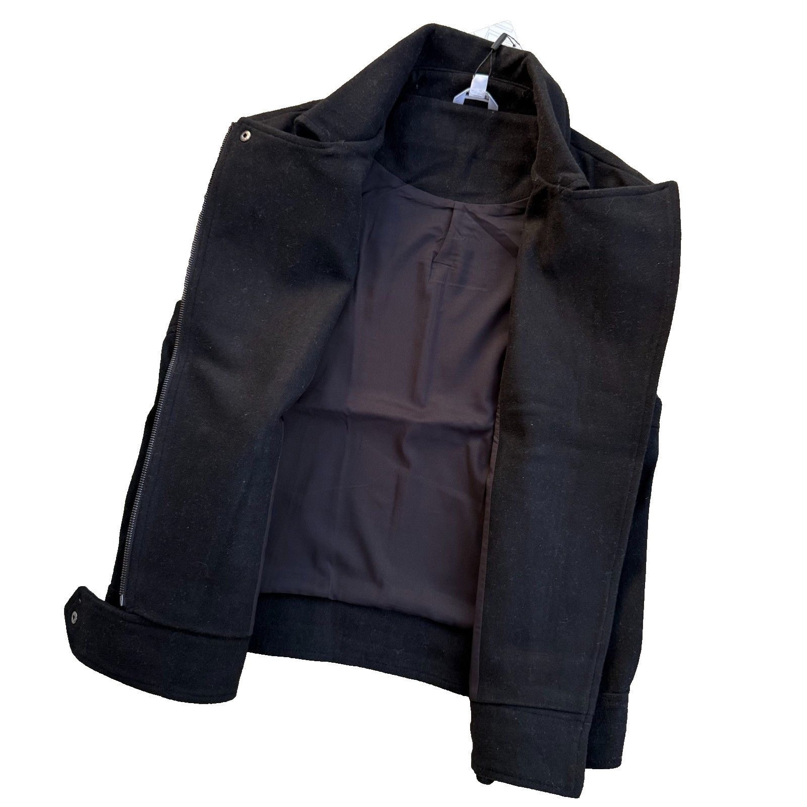 Calvin Klein Calvin Klein Wool Blend Moto Vest Womens M Slim Black Size US M / EU 48-50 / 2 - 2 Thumbnail