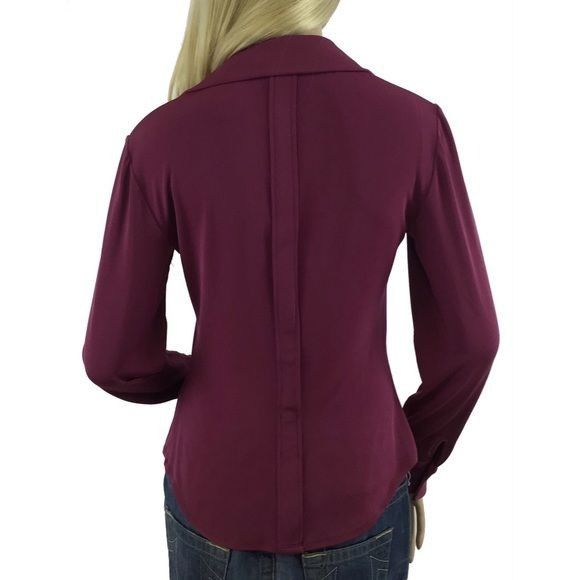 Emporio Armani VTG 90s Emporio Armani Button Front Oxblood Top | Office Sir Size L / US 10 / IT 46 - 4 Thumbnail