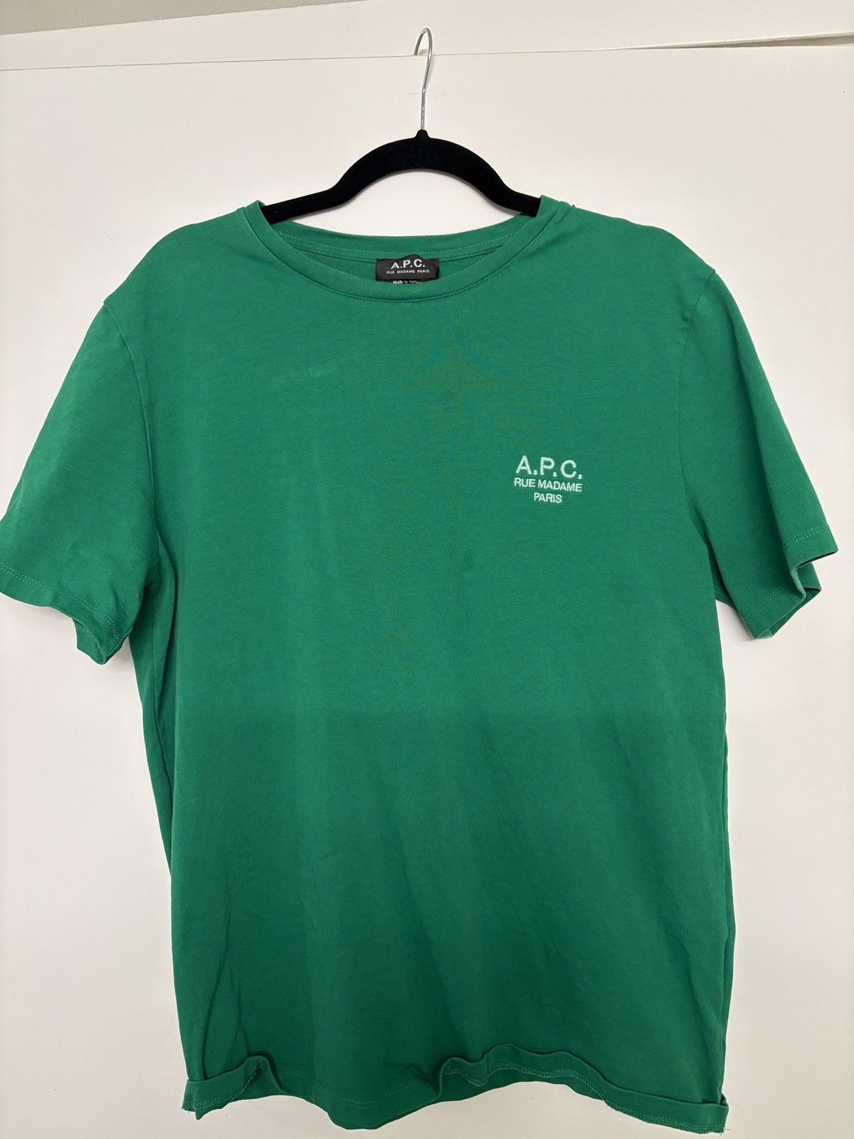 A.P.C. A.P.C. Rue Madame Paris Green Logo Tee Size US XL / EU 56 / 4 - 5 Thumbnail