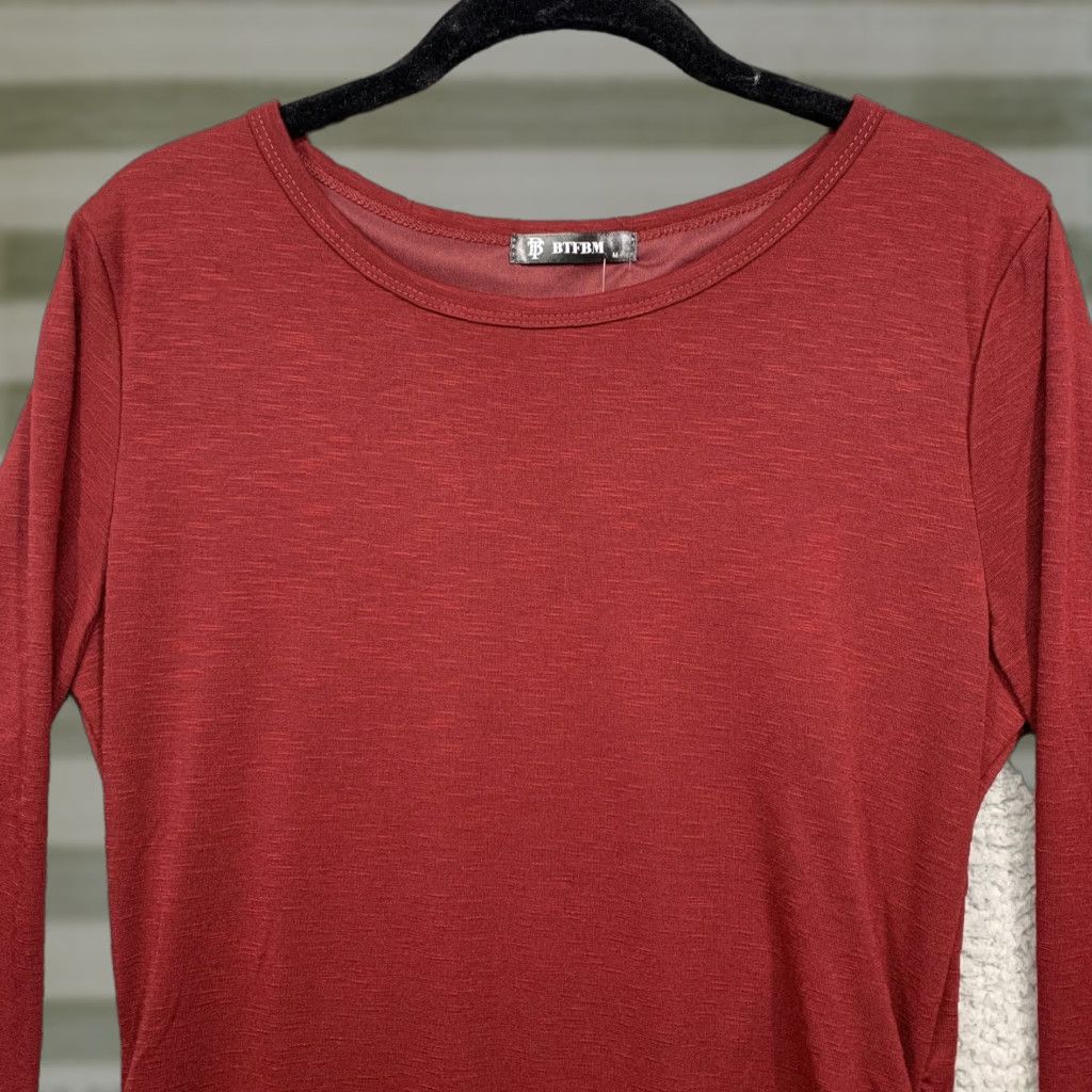 Vintage BTFBM Dress Women's M Burgundy Left Side Gathered Inner Slip High Quality NWT Dress Size M / US 6-8 / IT 42-44 - 1 Thumbnail