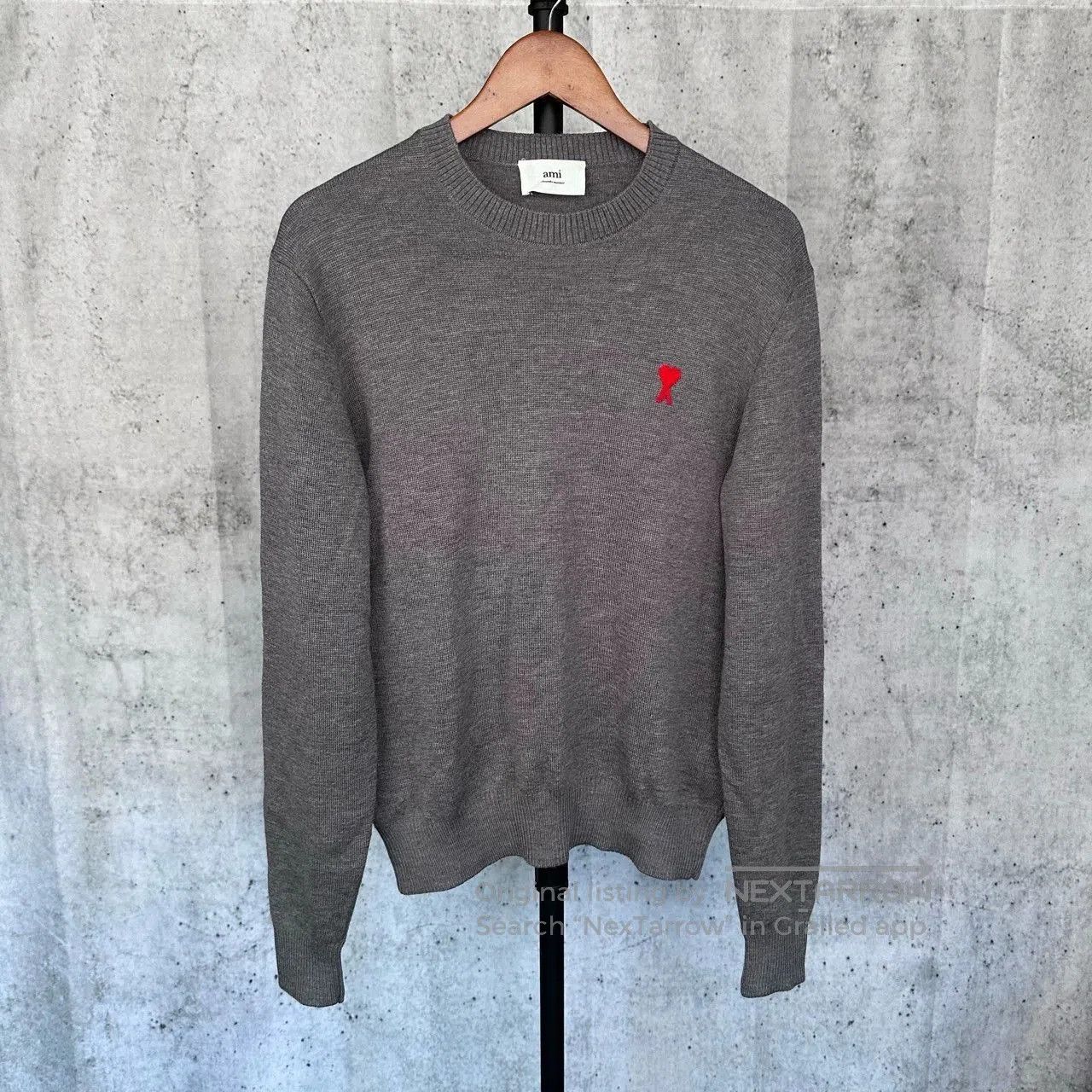 AMI ami paris gray wool sweater with heart logo. Size US M / EU 48-50 / 2 - 1 Thumbnail