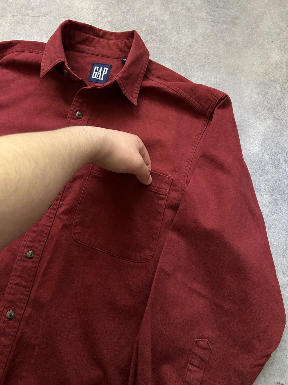 Gap × Vintage Vintage GAP Heavy Button’s-shirt mens burgundy Size US M / EU 48-50 / 2 - 3 Thumbnail