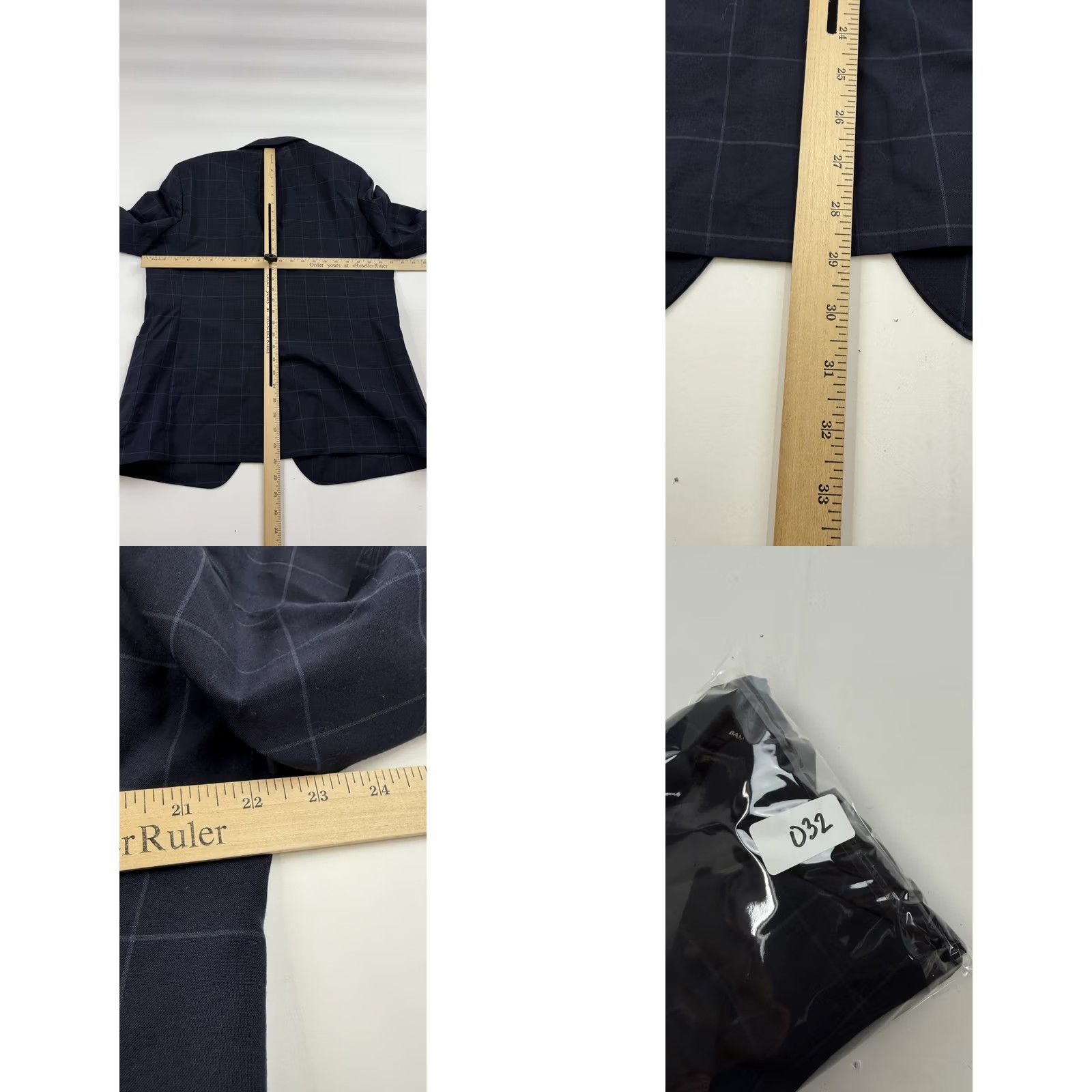 Banana Republic Banana Republic Coat Mens 44 Blazer 44R Navy Windowpane Check Two Button Sport Size 44R - 8 Thumbnail