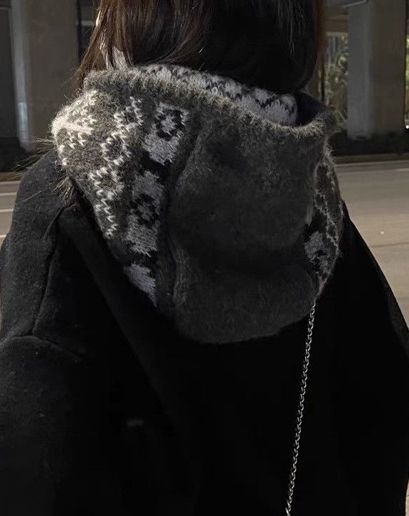 Japanese Brand Outdoor retro vintage y2k snowflake knit hooded cowl scarf Size ONE SIZE - 5 Thumbnail