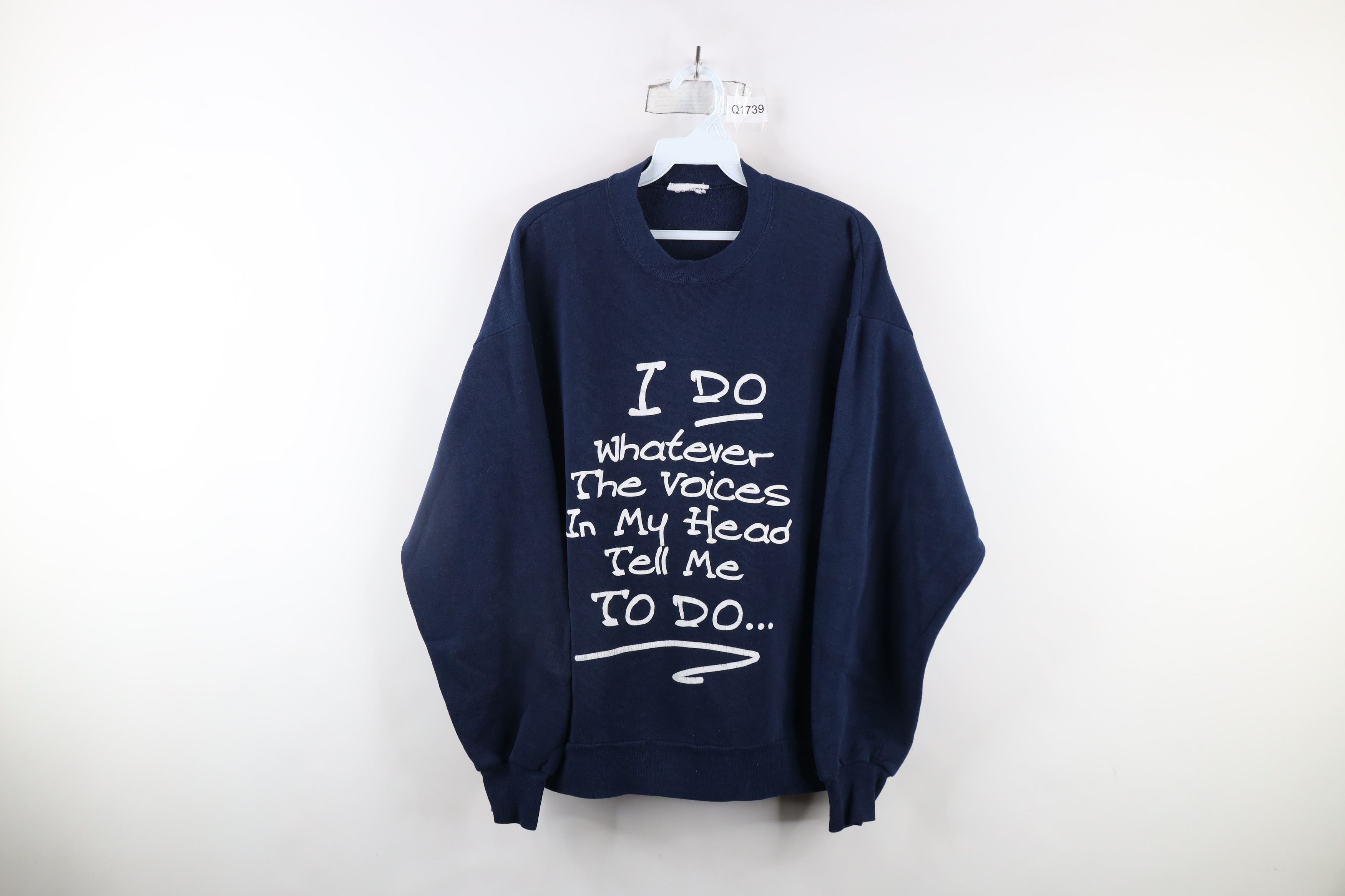 Vintage Vintage 90s The Voices In My Head Tell Me To Do Sweatshirt Size US L / EU 52-54 / 3 - 1 Thumbnail