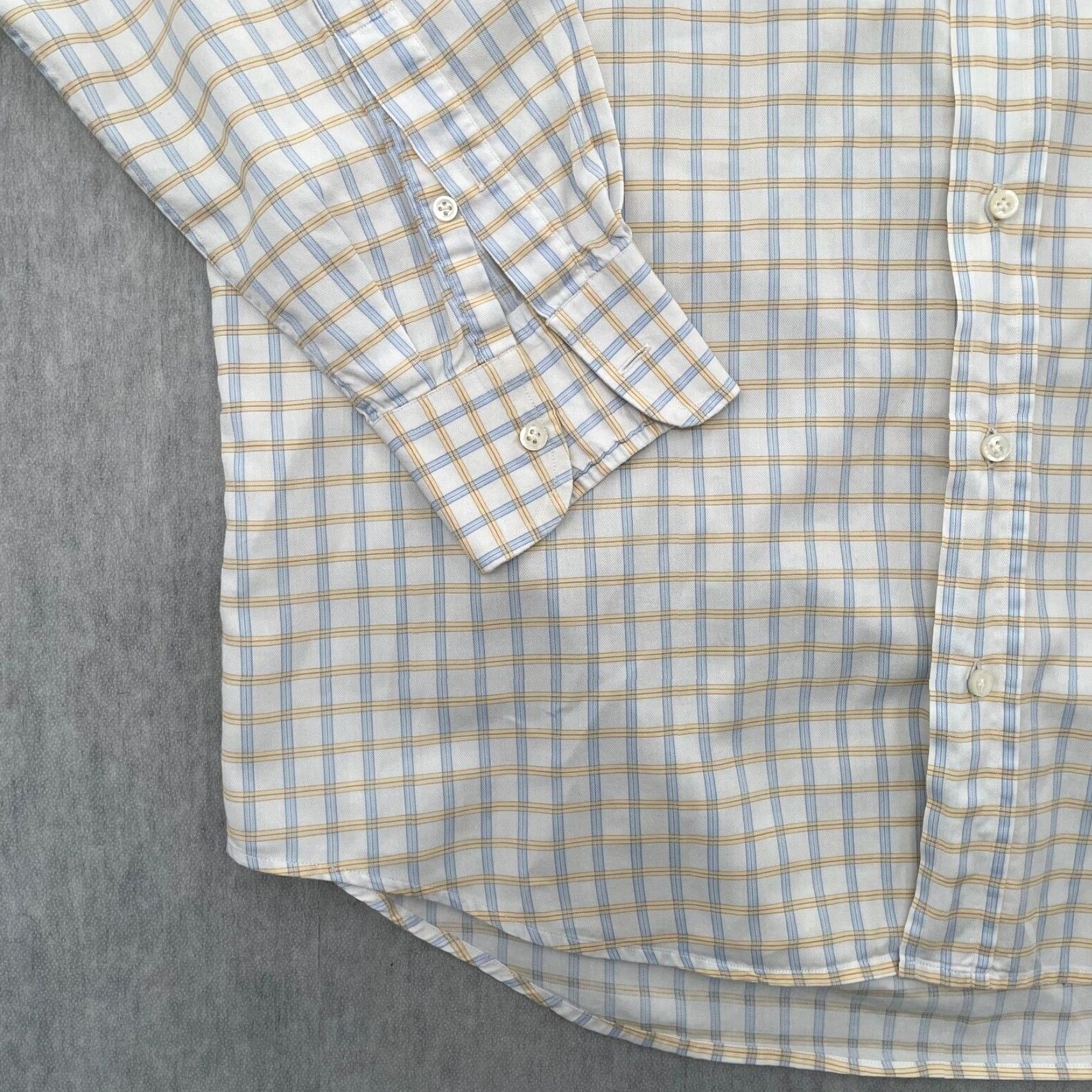 Vintage VINTAGE Luciano Barbera Shirt Adult Large Long Sleeve Button-Up Check Casual Mens L White Blue Yellow Size US L / EU 52-54 / 3 - 4 Thumbnail