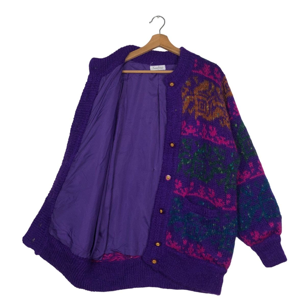 Japanese Brand Vintage Cardigan Sanfino Flower Big Logo Issey Miyake Japan Size US M / EU 48-50 / 2 - 11 Thumbnail
